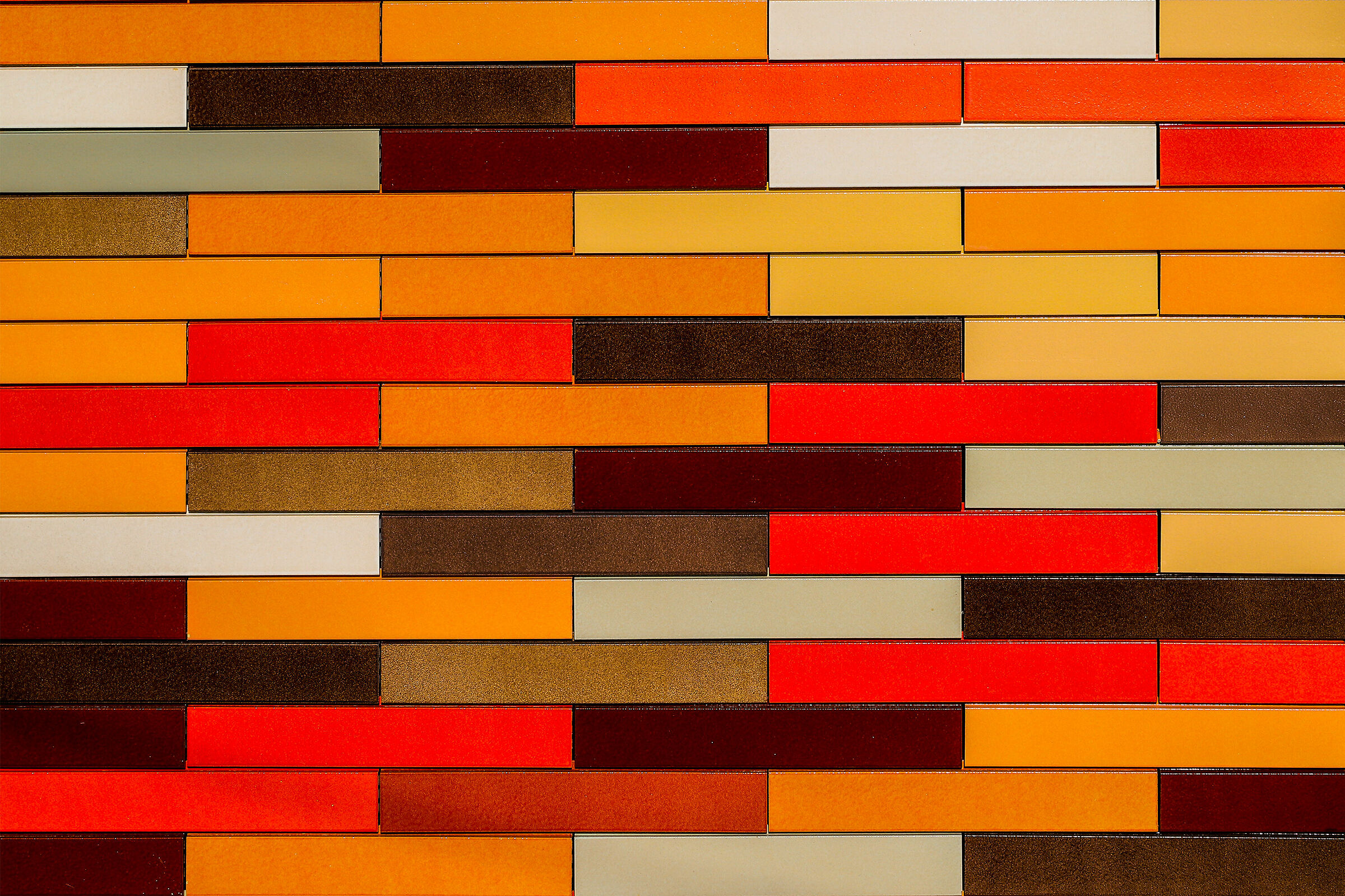 Wall of colored tiles