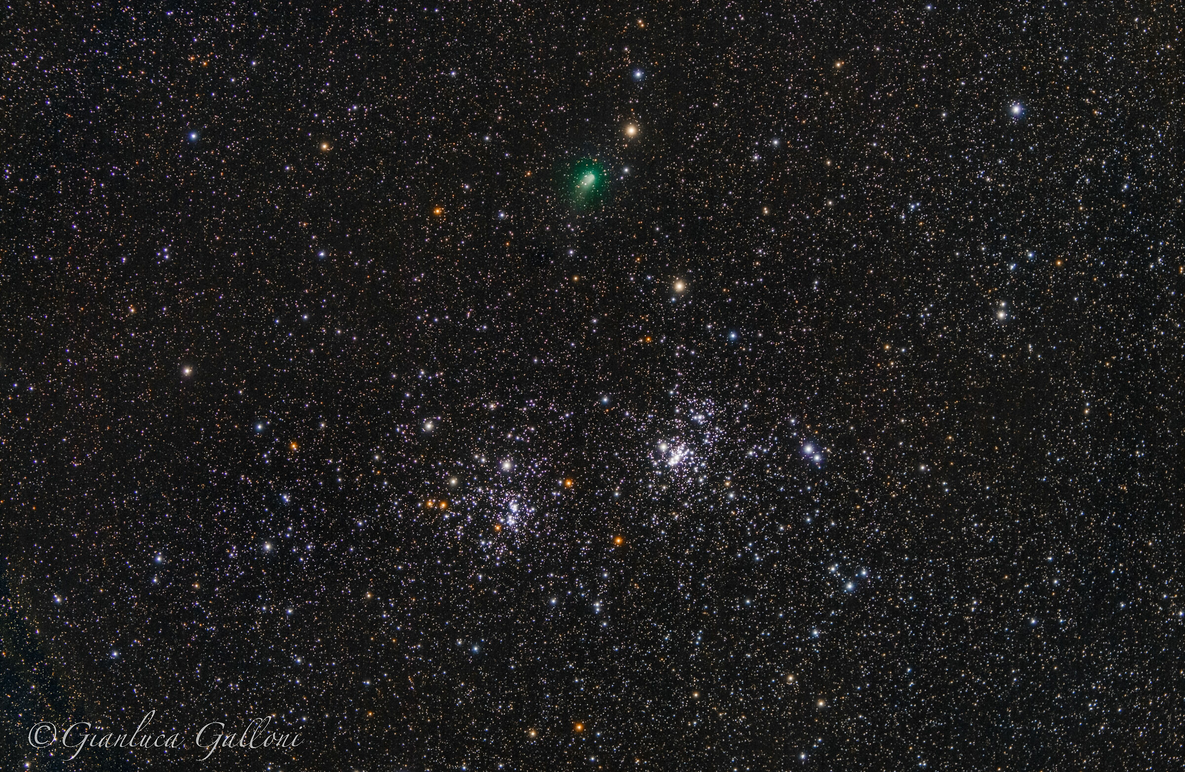 Double Perseus Cluster and C/2017 T2 Panstarrs