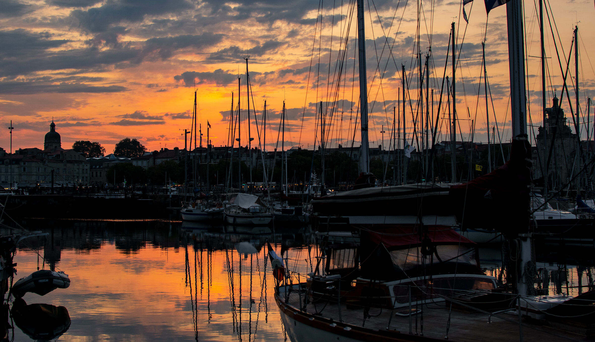 sunset over the harbour