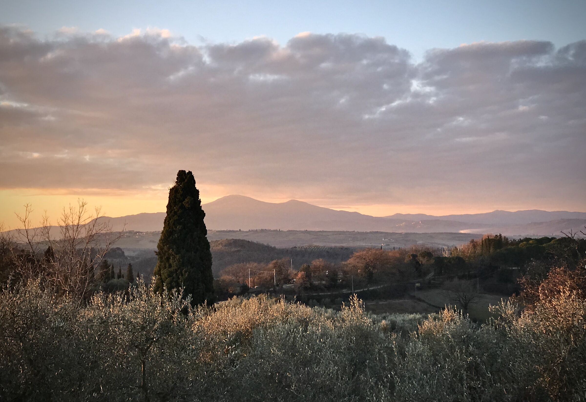 sunset with Mount Amiata