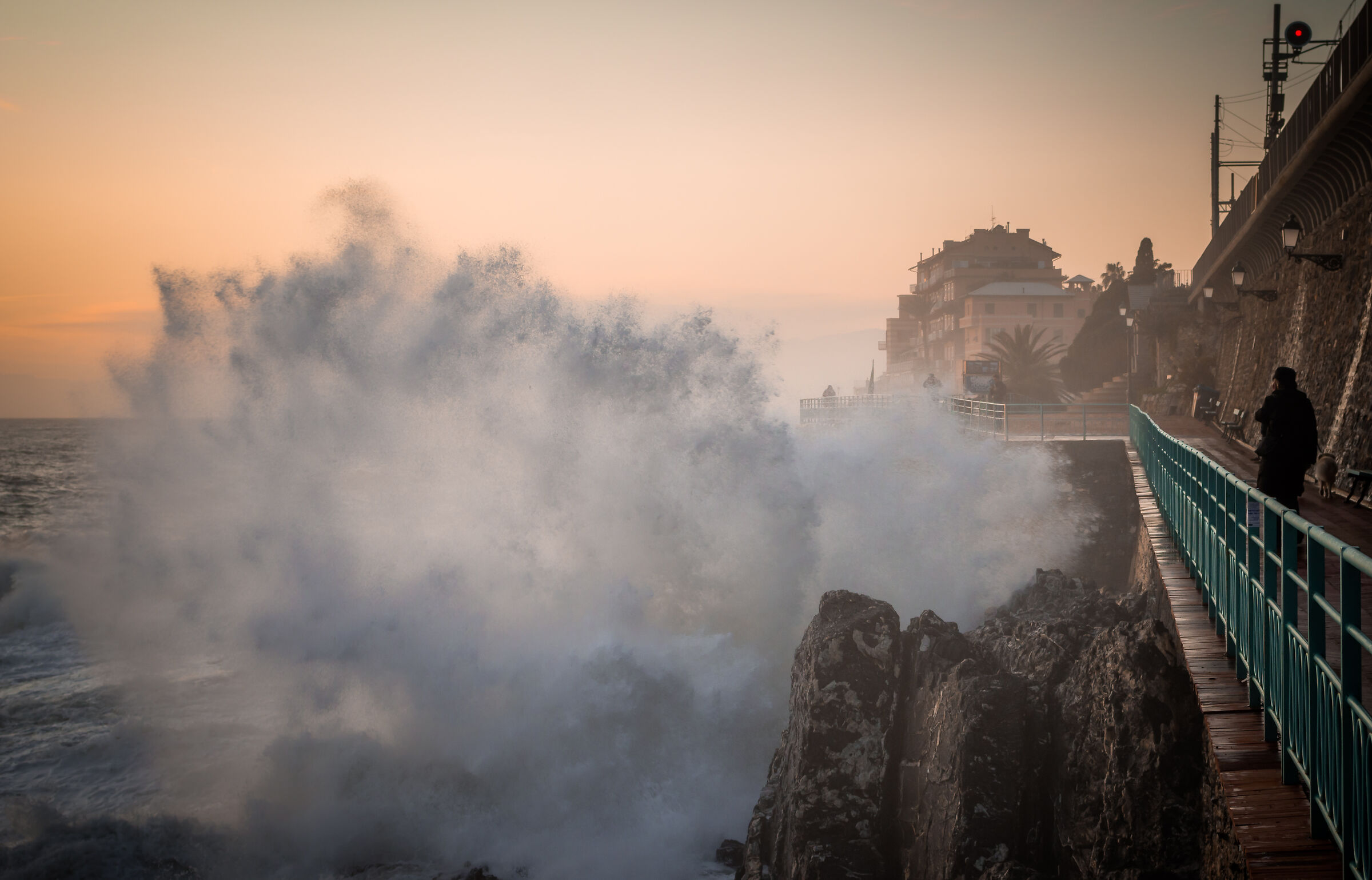 Beach walk with shower