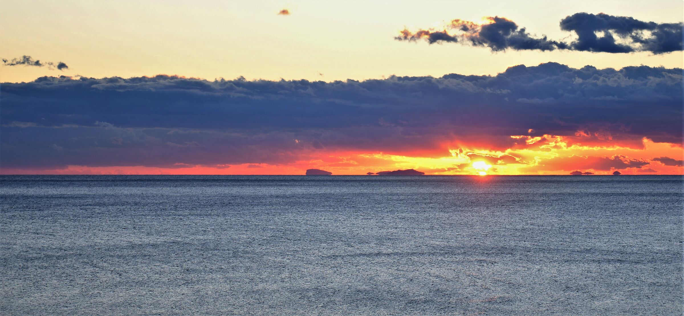 Pontine Islands at sunset as seen from Gaeta...