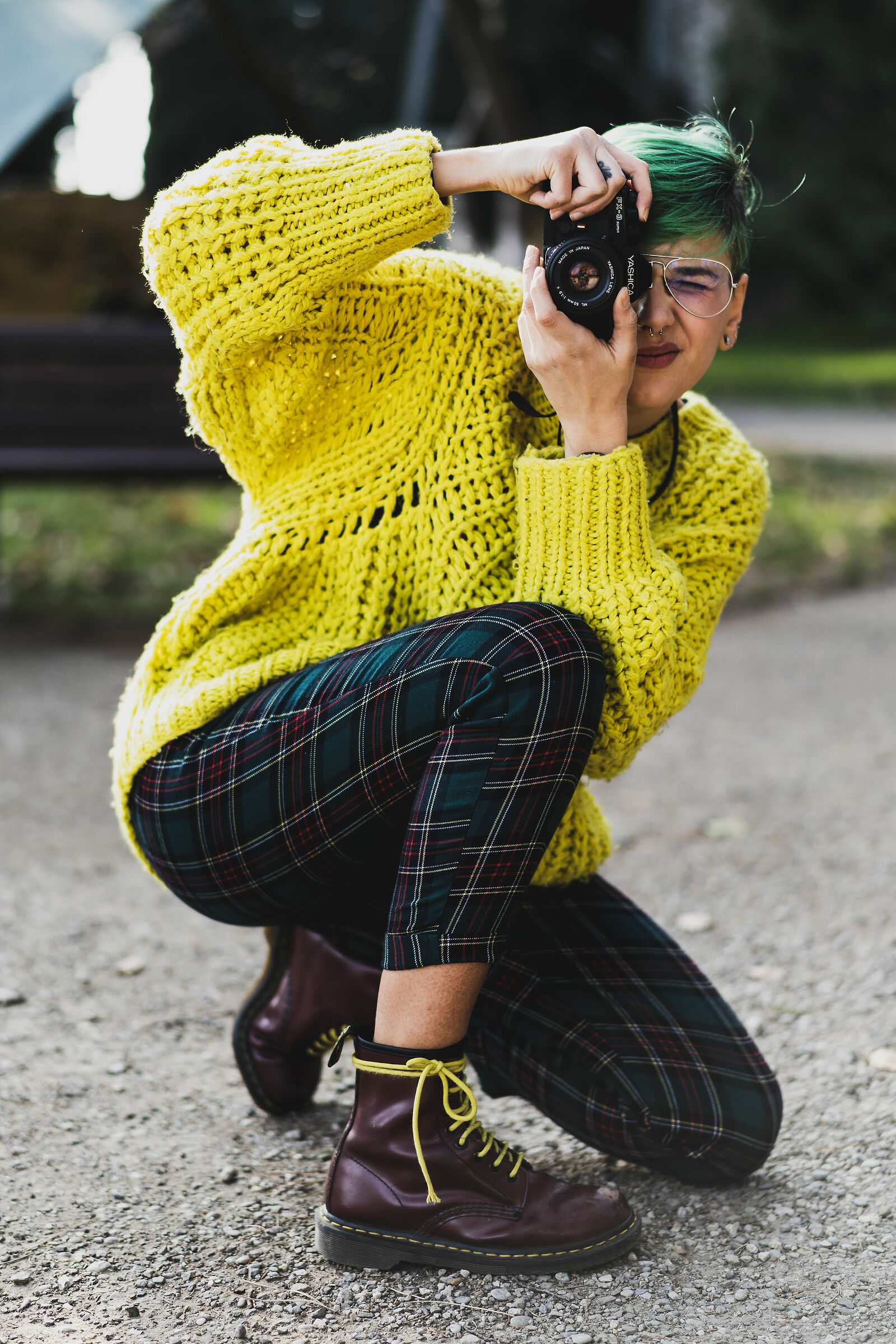 Miriana 4, enjoying her "new" yashica fx3 super 2000