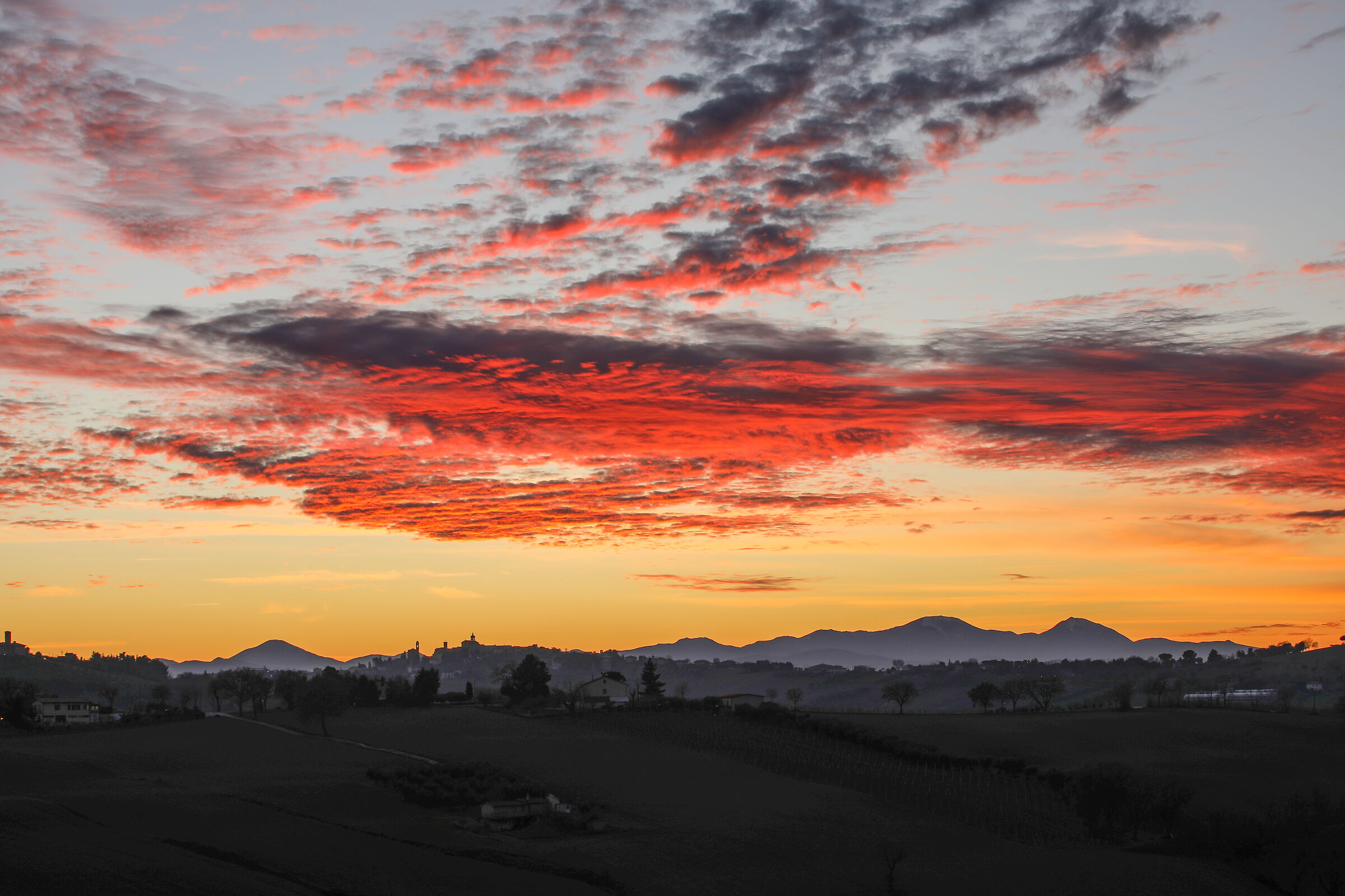 Sunset over Mount Catria (PU)