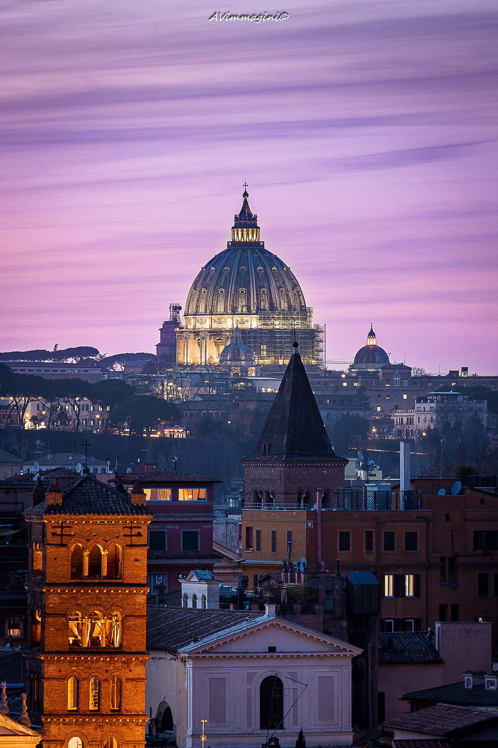 Purple sunset in Rome