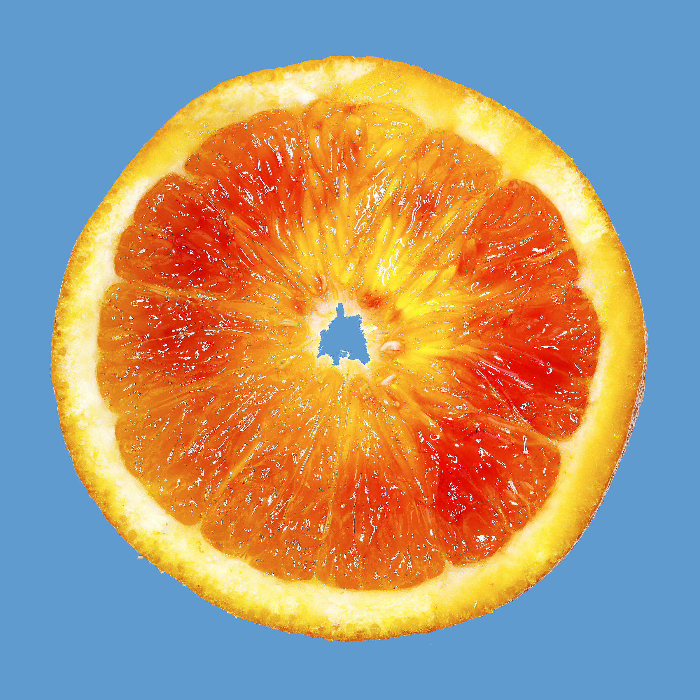 Orange on blue background