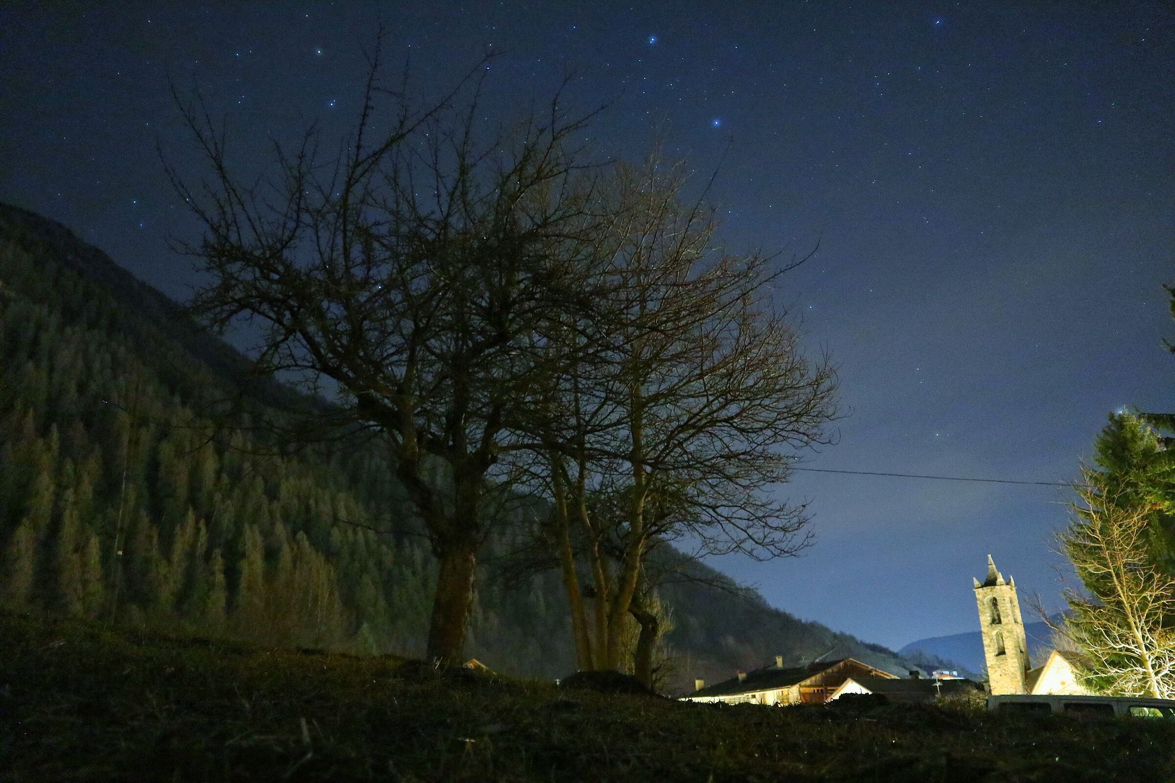 Night nature churches and stars