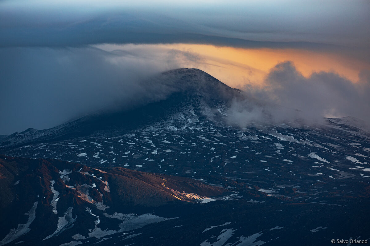 Clouds, lava rocks and lights