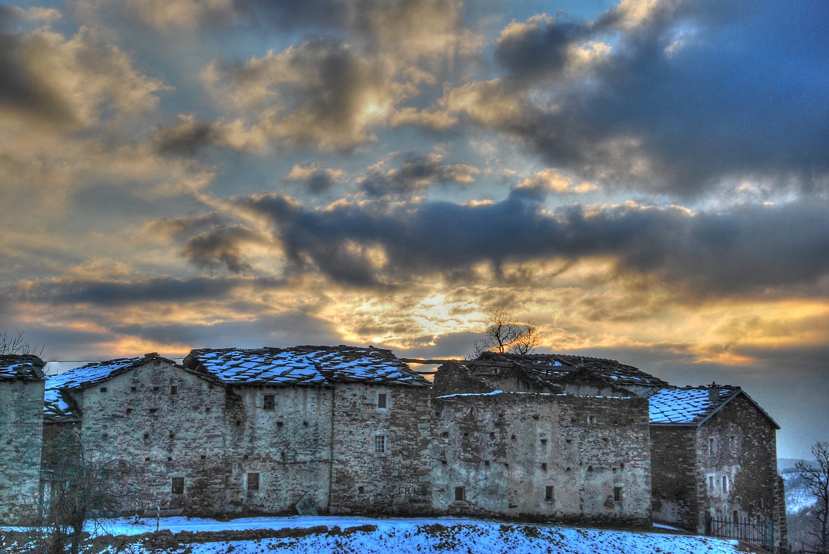 sunrise in mountain pasture