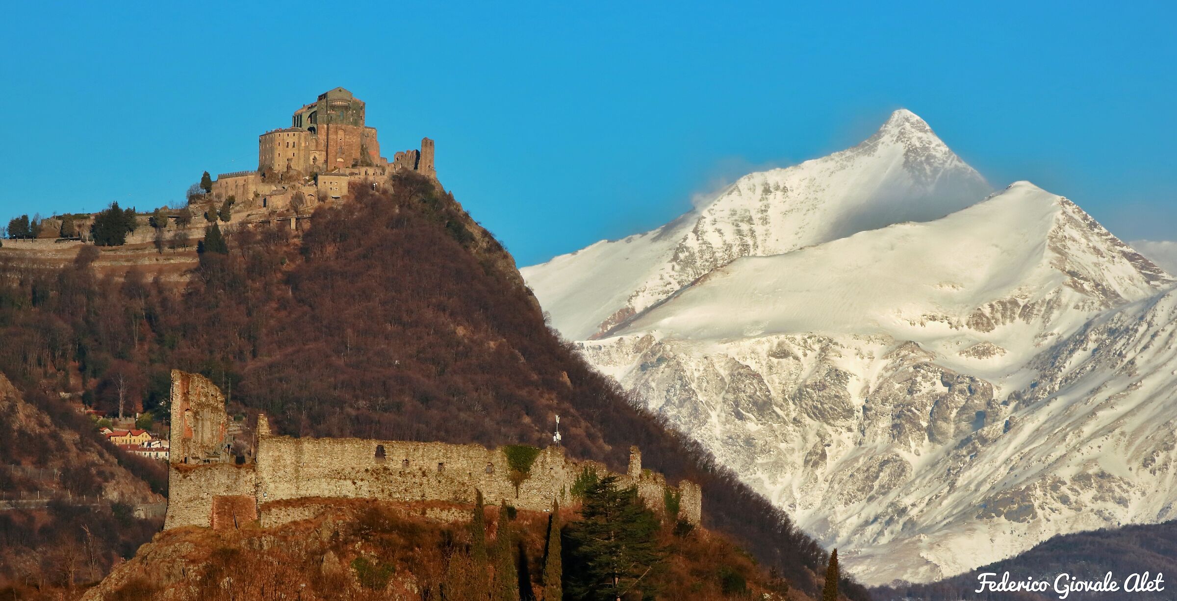 The three lookouts of the Susa Valley after the snowfall
