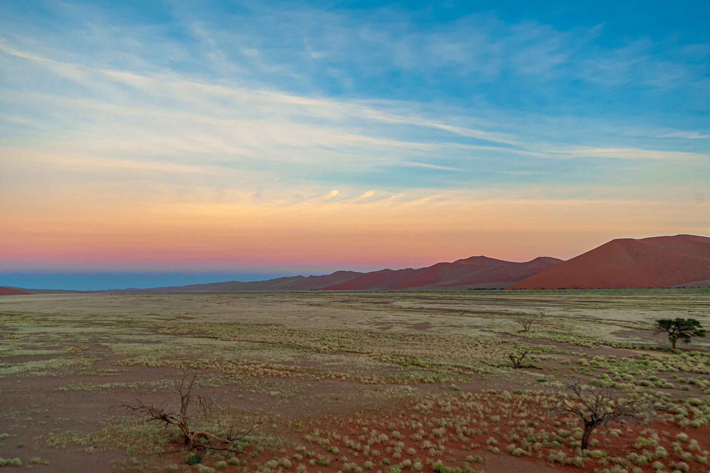 Sunrise in the Namibian desert