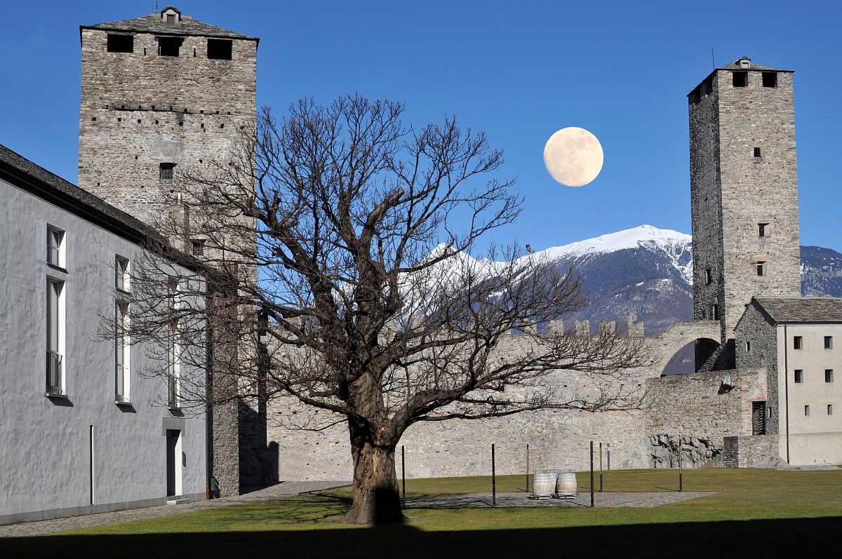 Bellinzona with moon