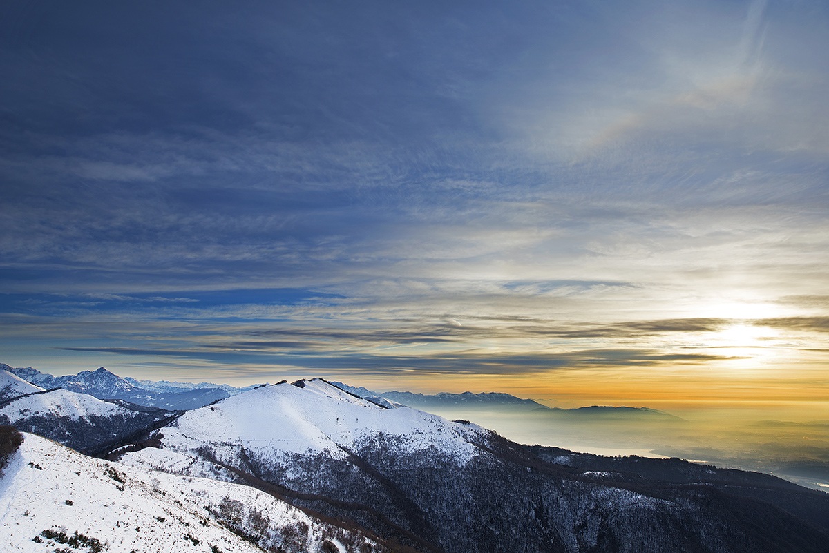 The first light of the morning on the mountain Bolletto (Com...