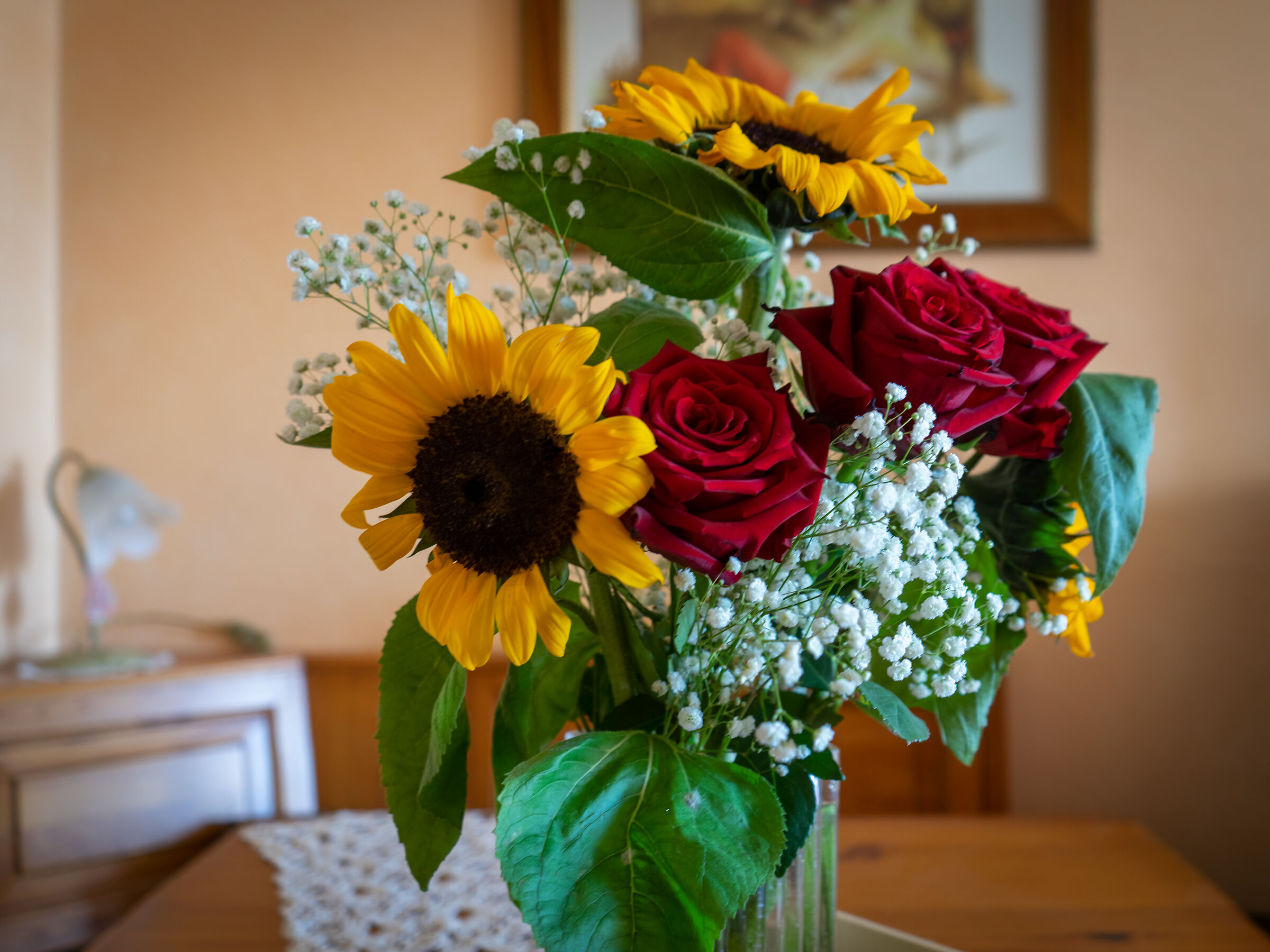 Roses and Sunflowers