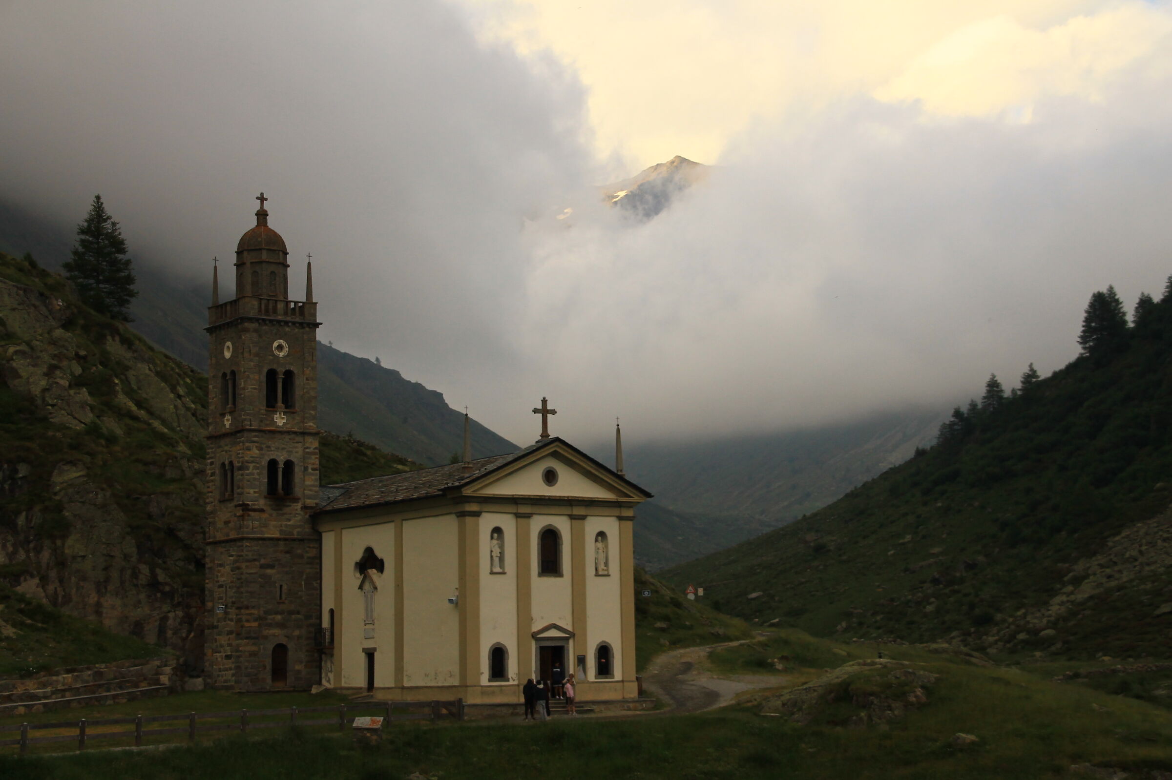 a church and a mountain