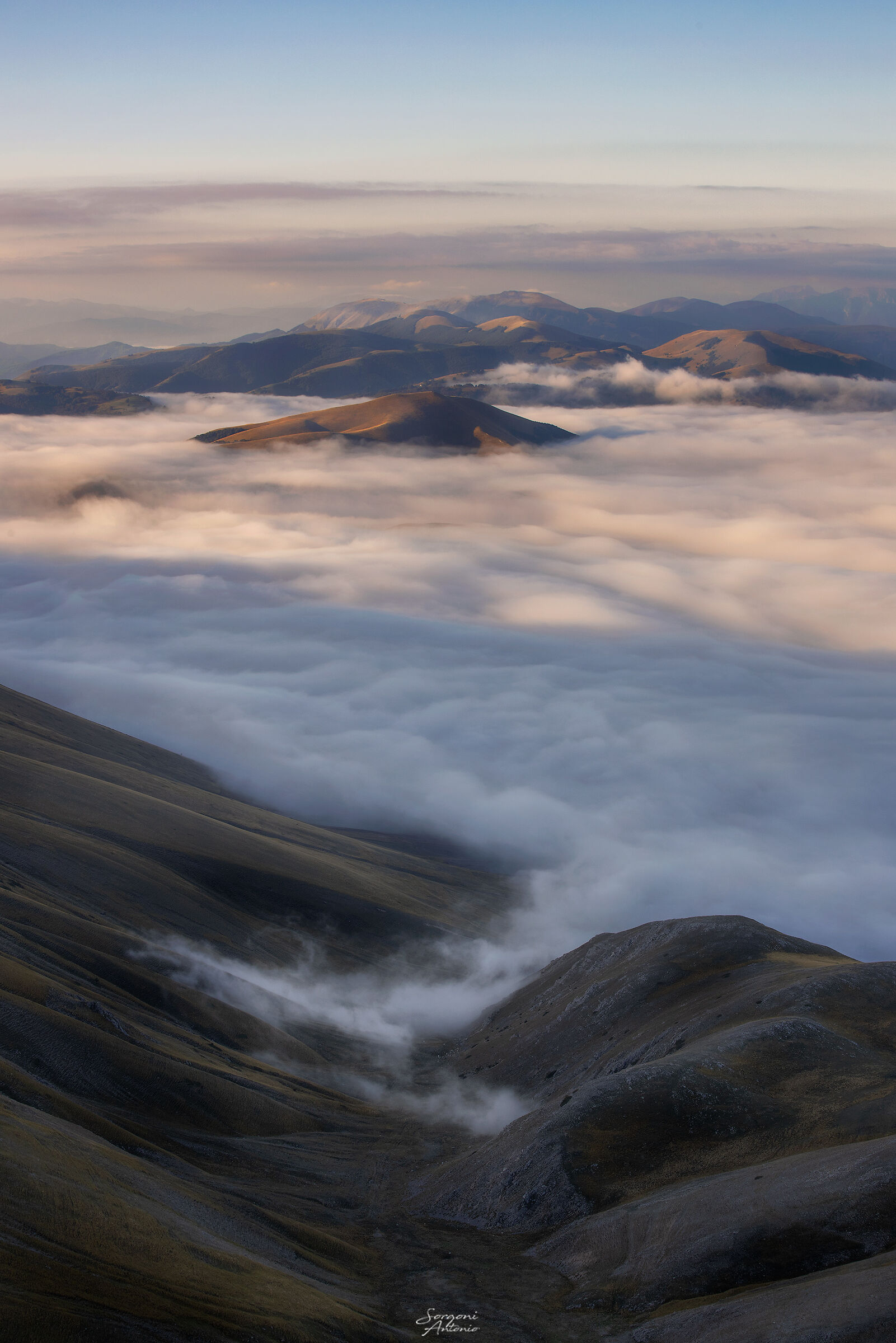 Unusual view of the Castelluccio plain