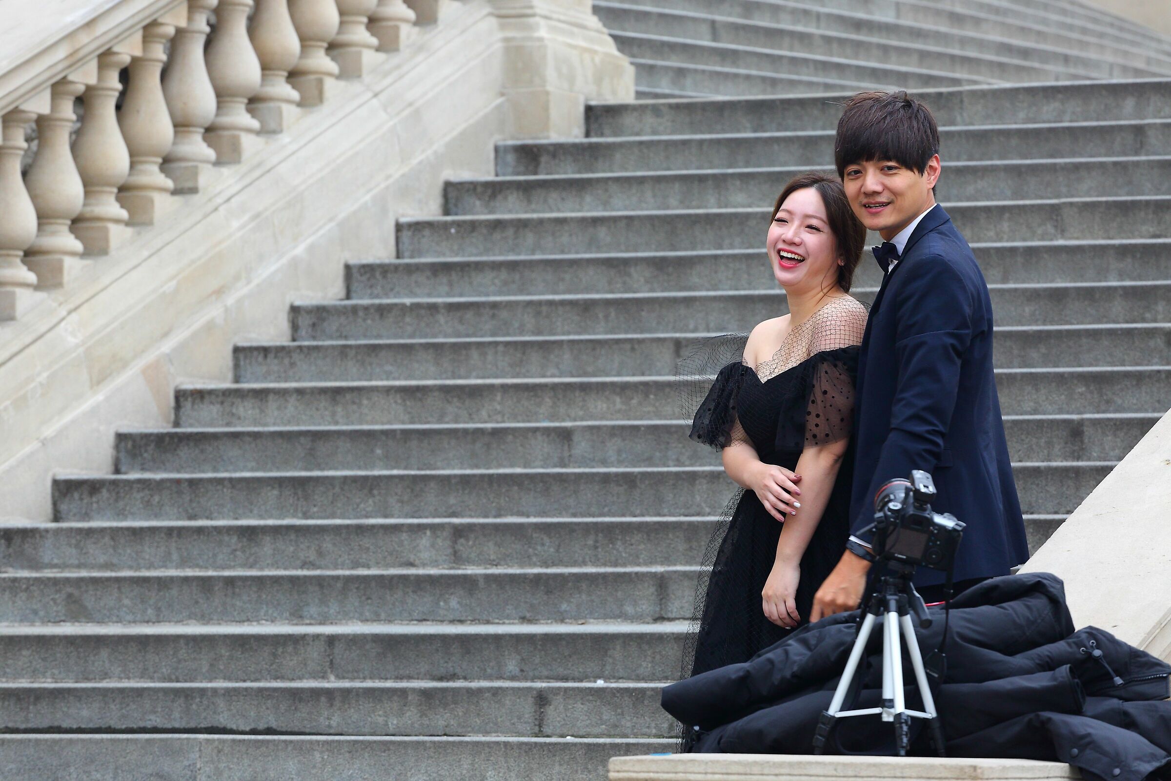 Selfie of newlyweds in Prague