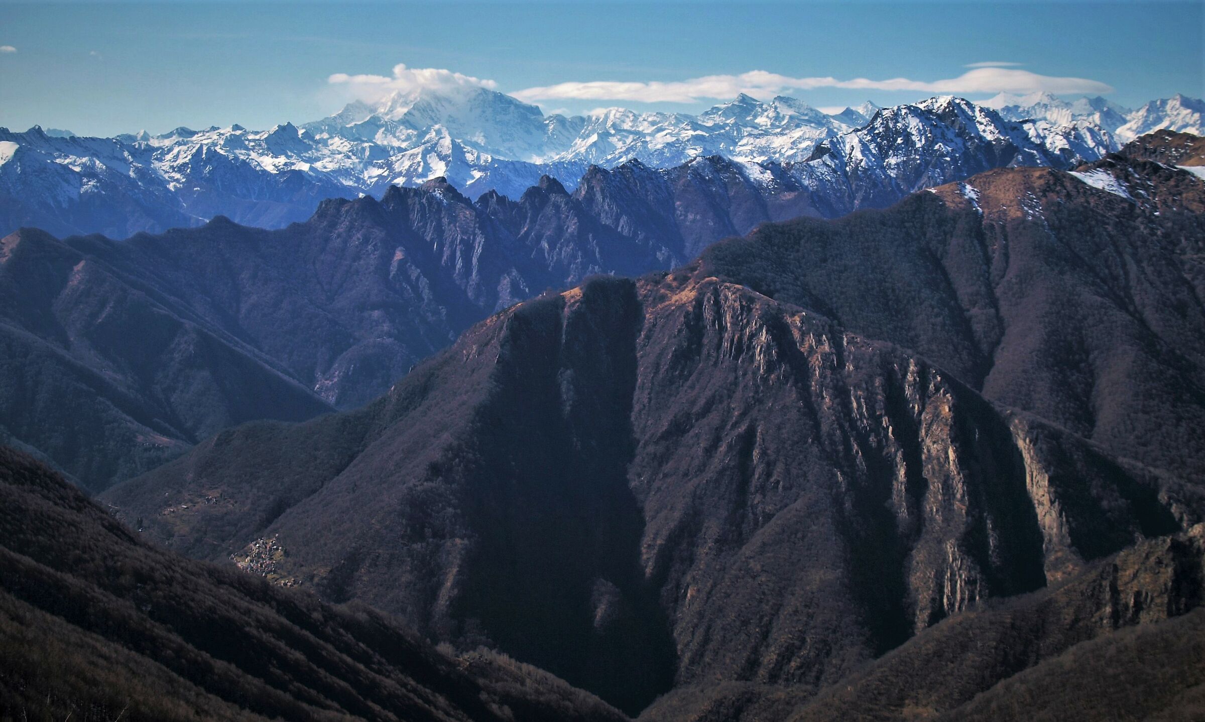 In the background the Monte Rosa, below, "The Horns of ...
