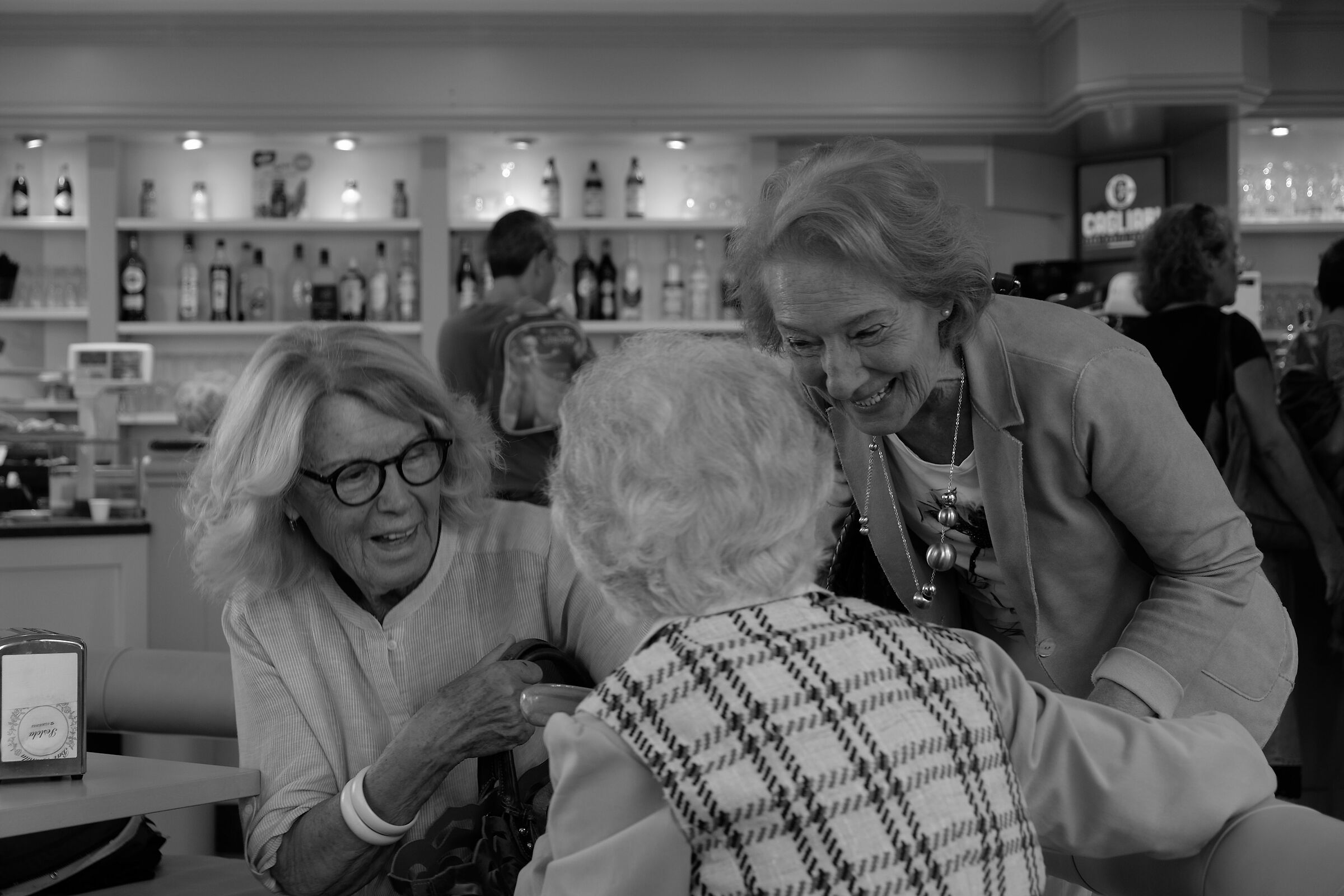 Three friends at the bar