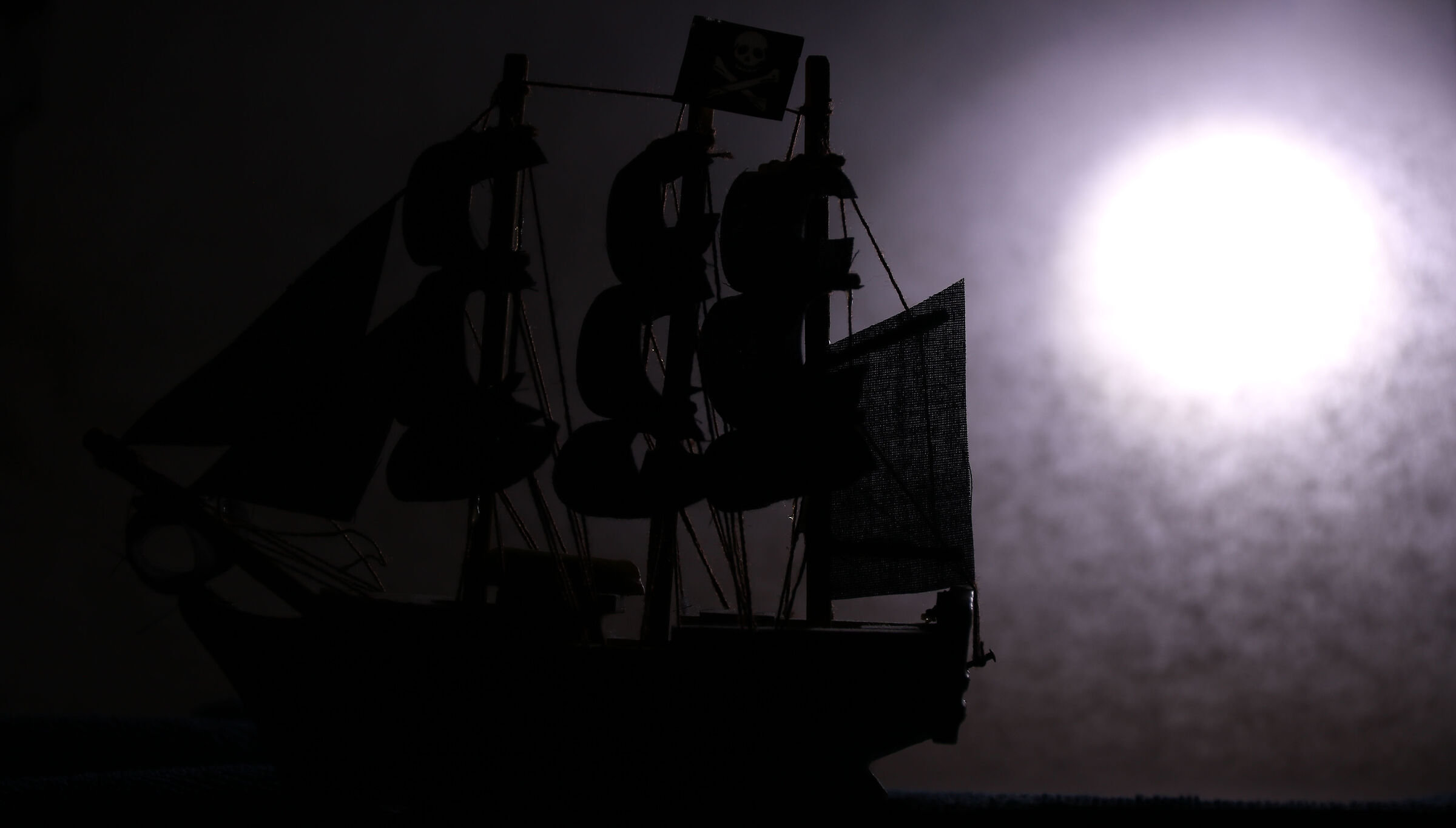 moonlight sailing ship