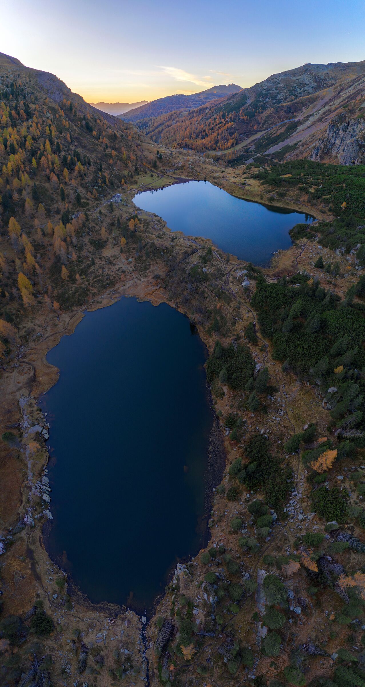 Overview of Colbricon Lakes from drone