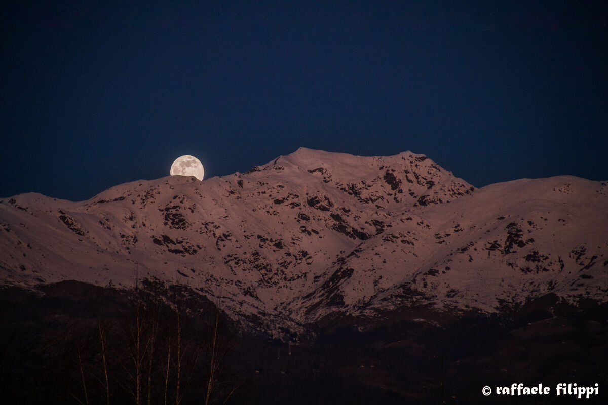 The Moon Sets Behind the Mombarone