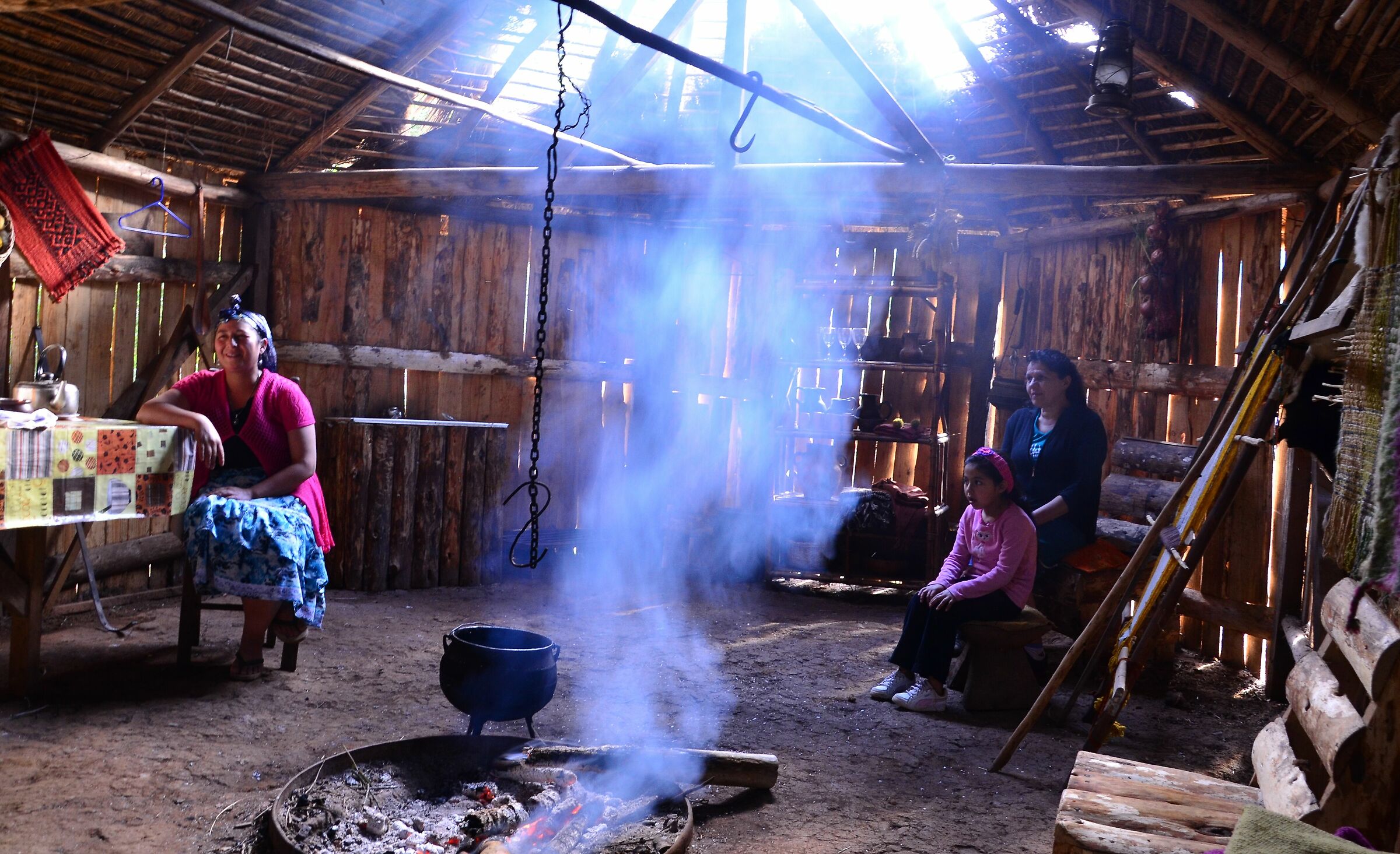 In a "ruca" (home) mapuche