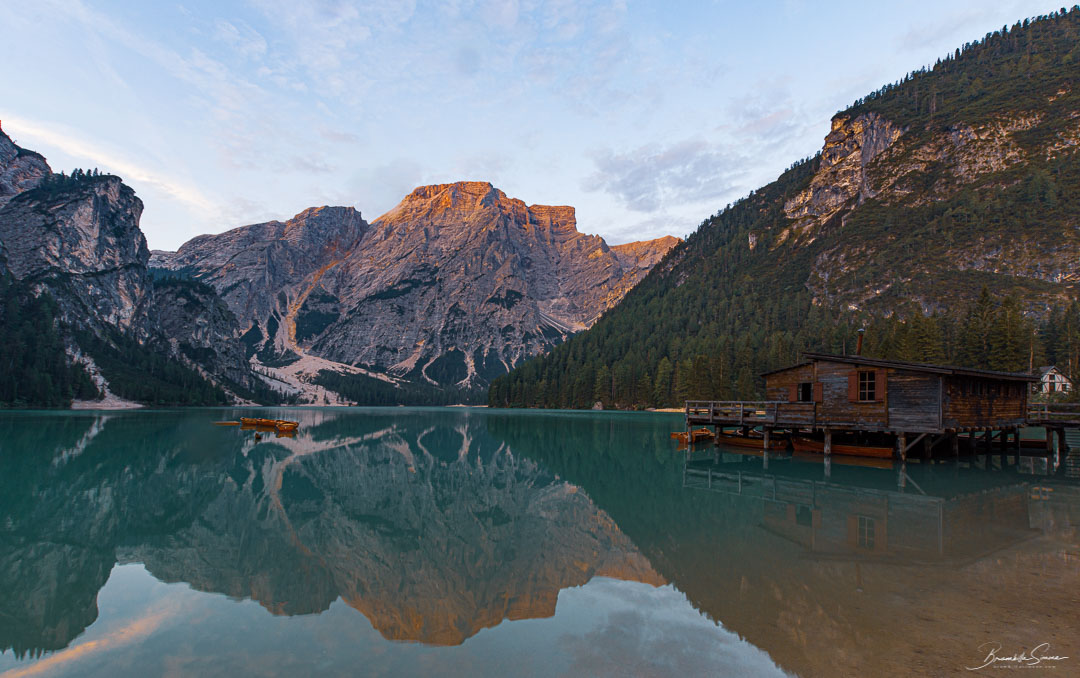 Mooring of boats on Lake Braies