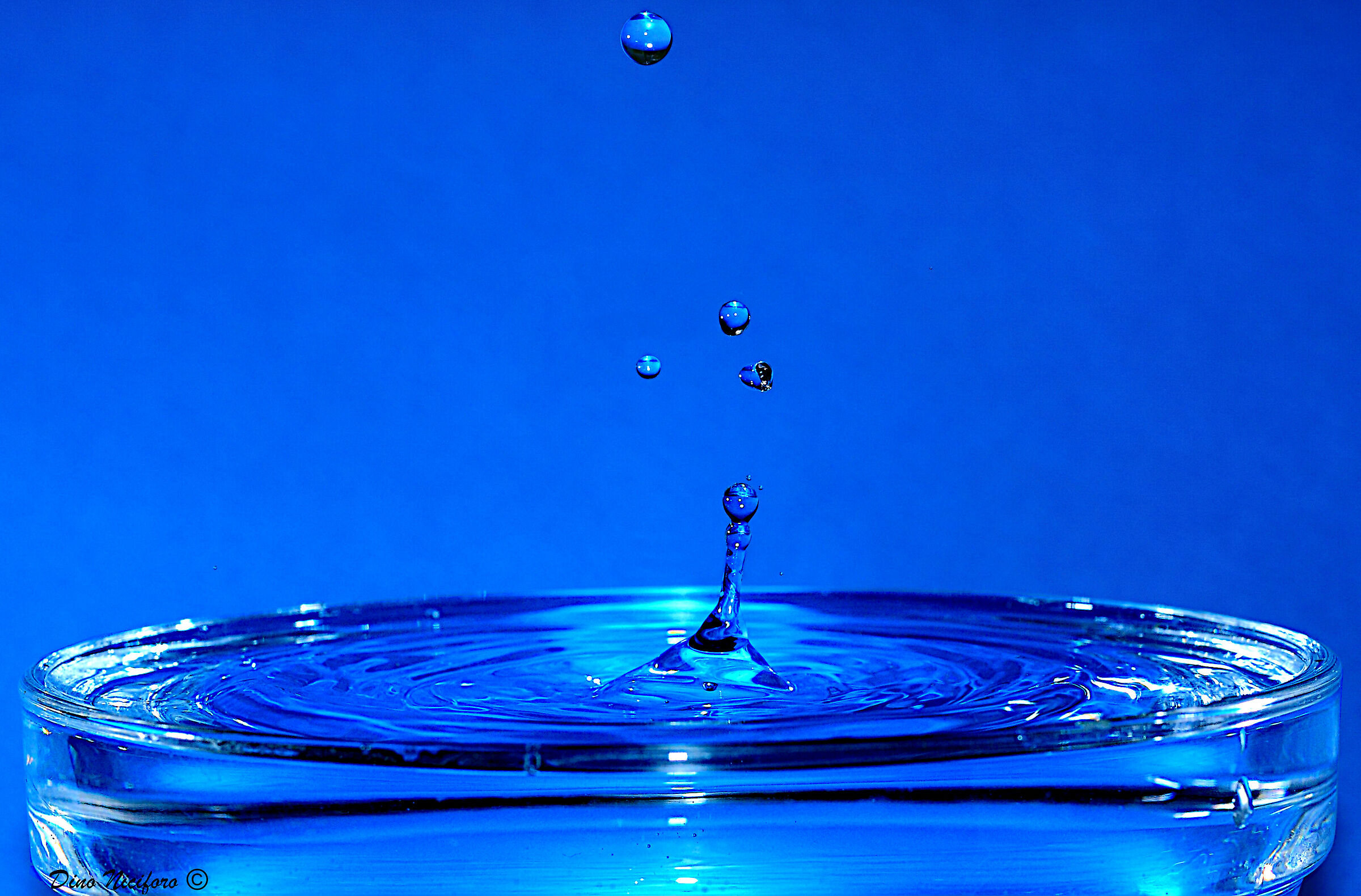 Water and blue drops