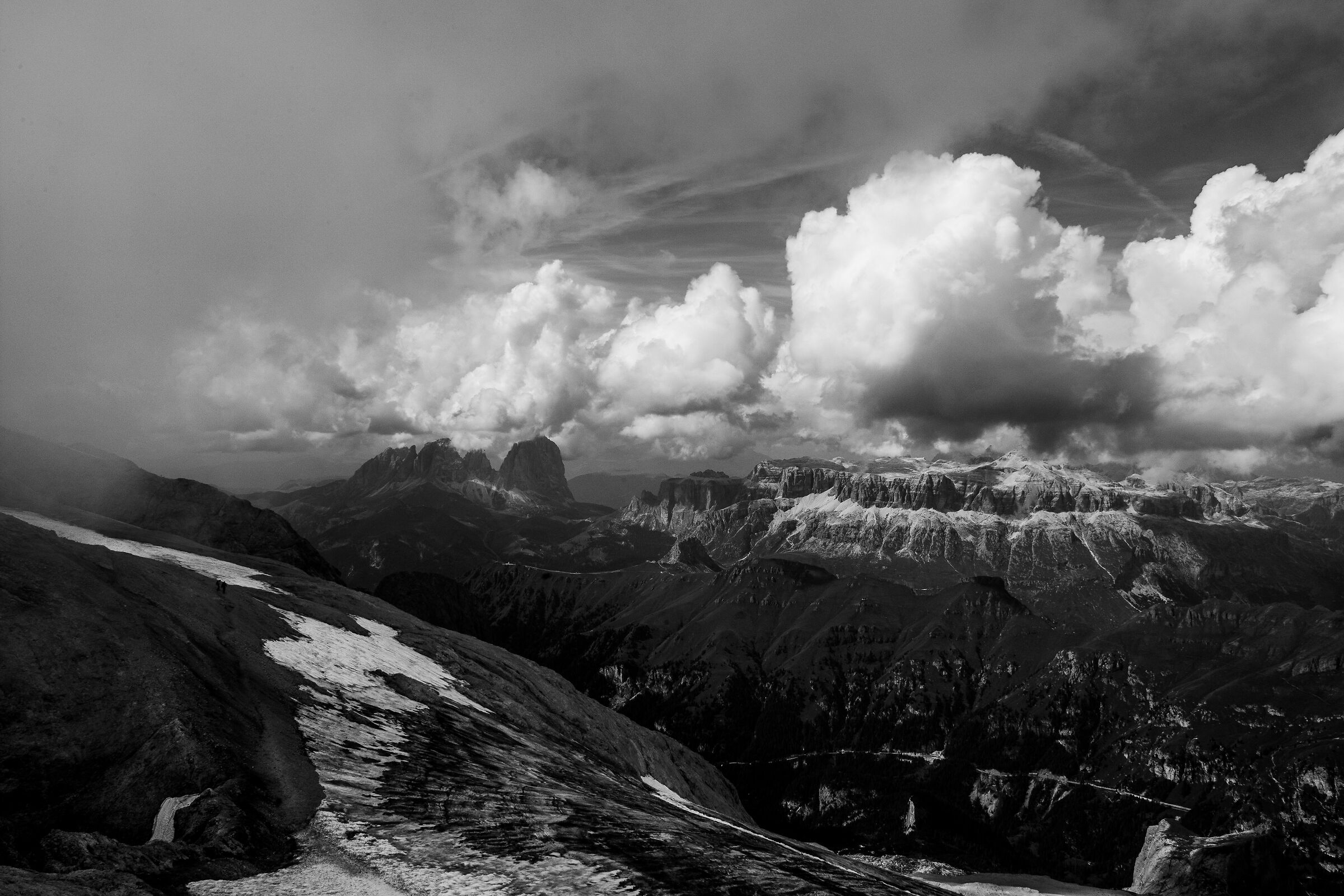 Sella and Sassolungo from Marmolada