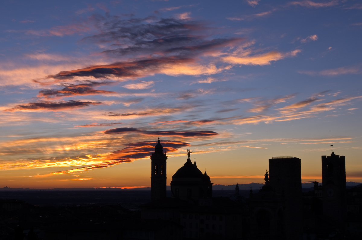 sunset seen from the Rocca di Bergamo