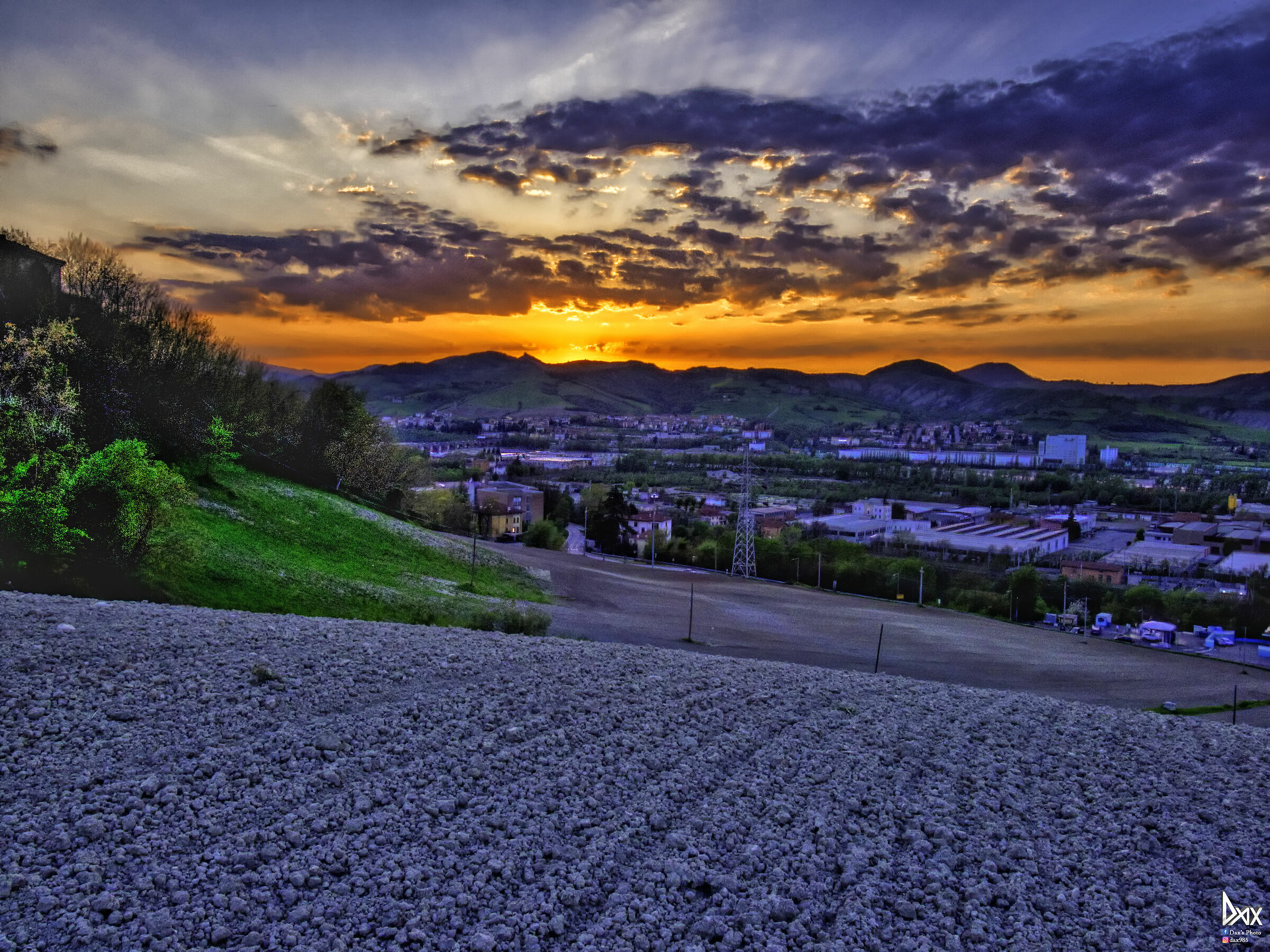 Fiery sunset over the Apennine