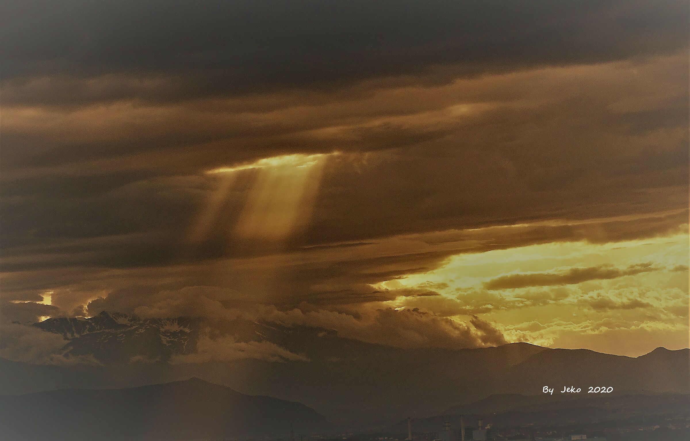 Sunset and glimmer of light