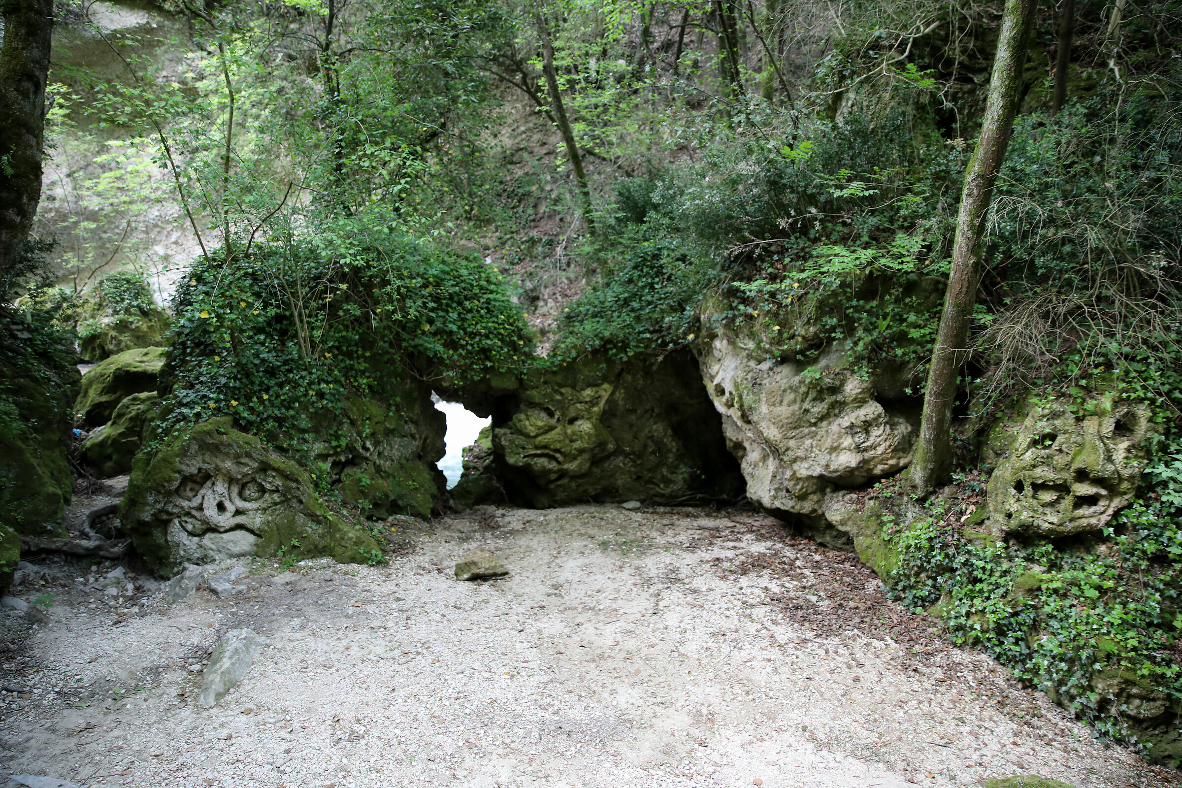 Square of carved faces