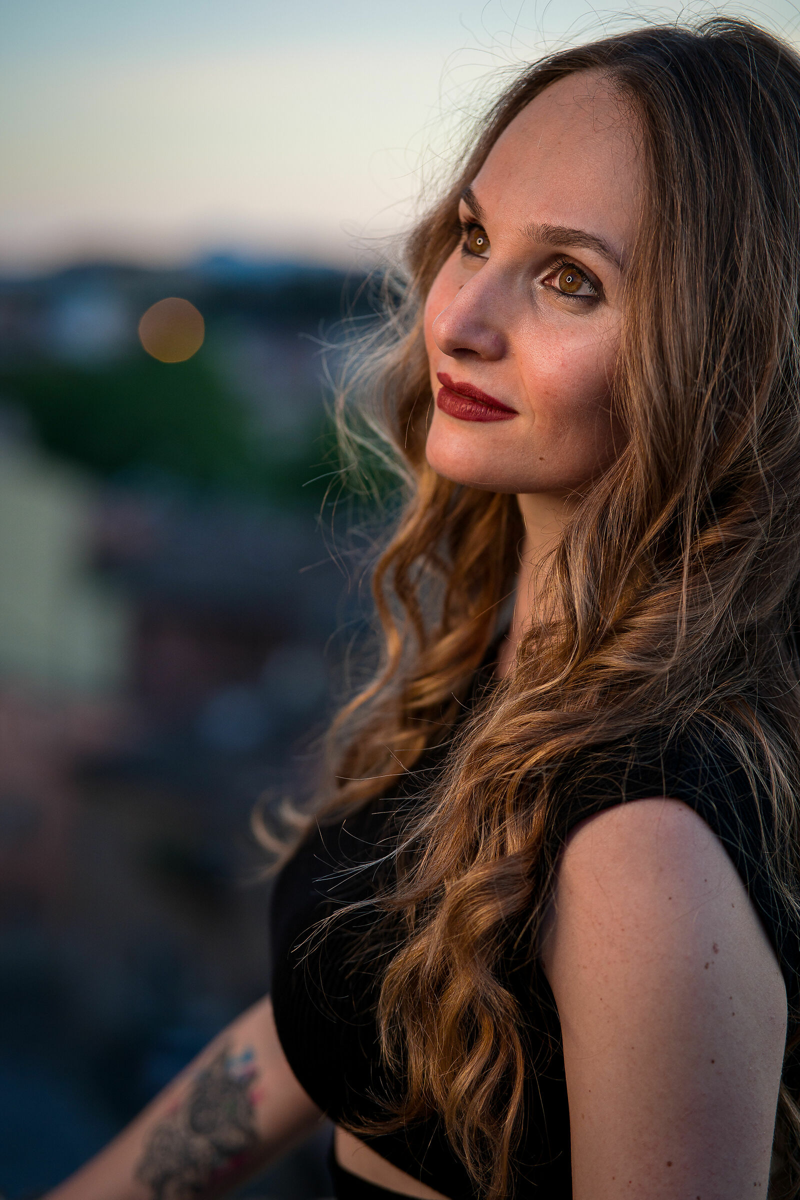 The sunset in the eyes