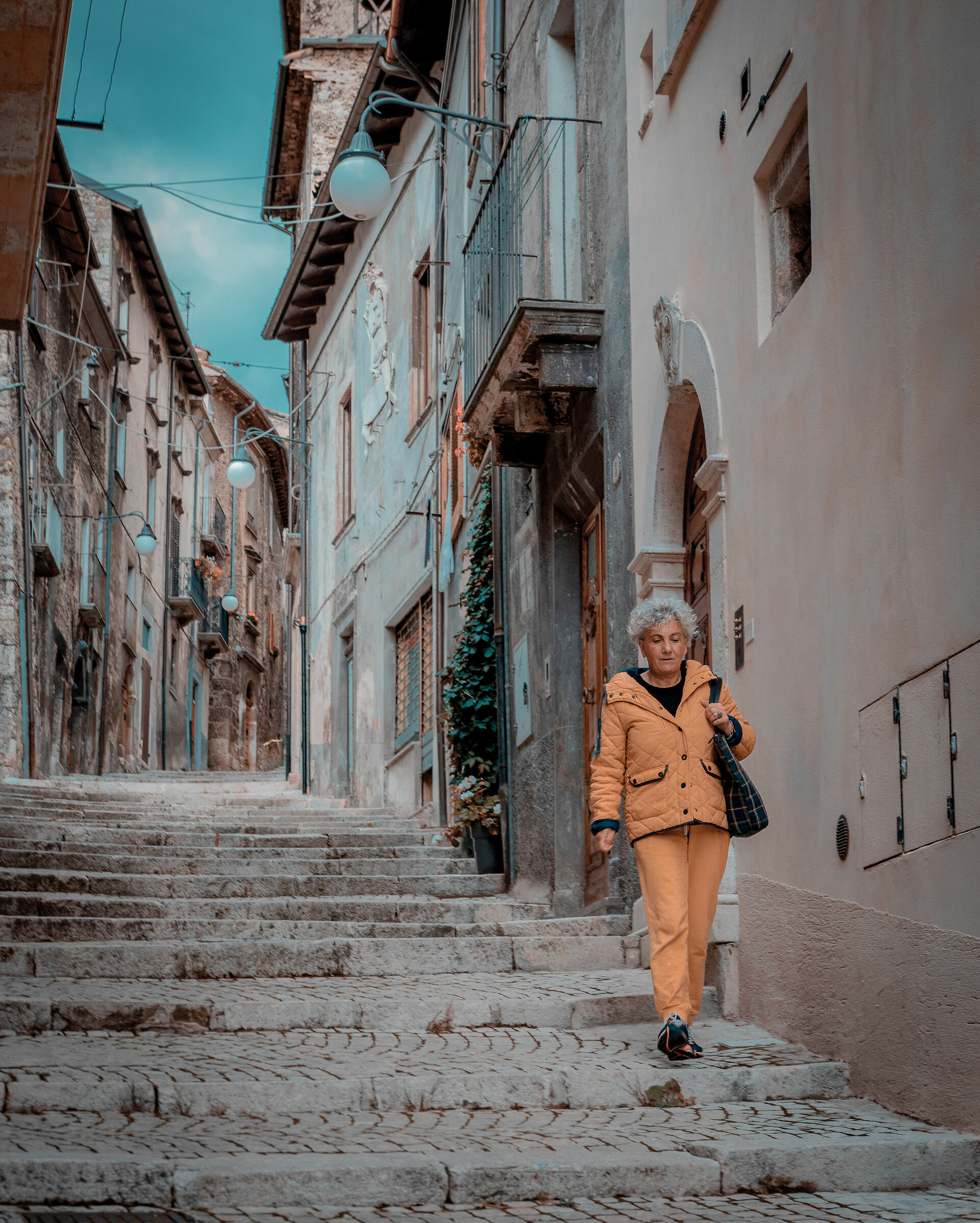 Signora giù per le scale