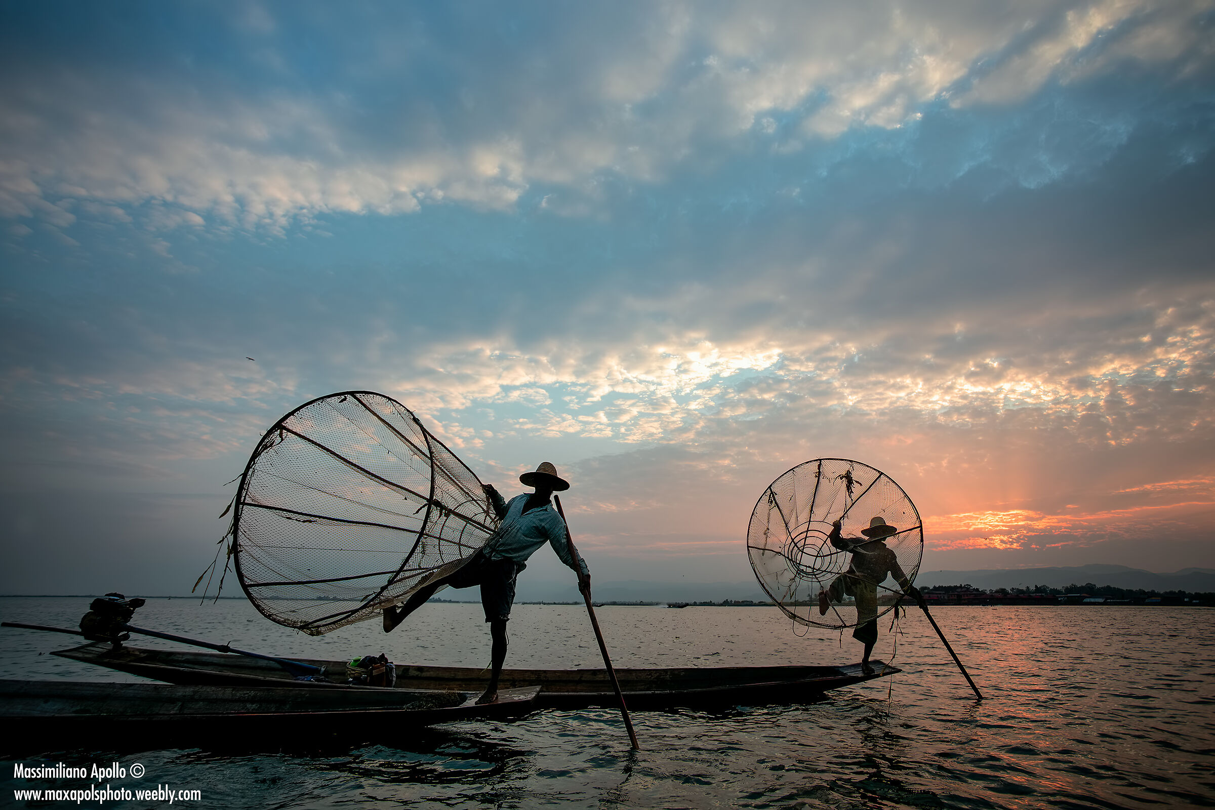 sunset at the lake inle...