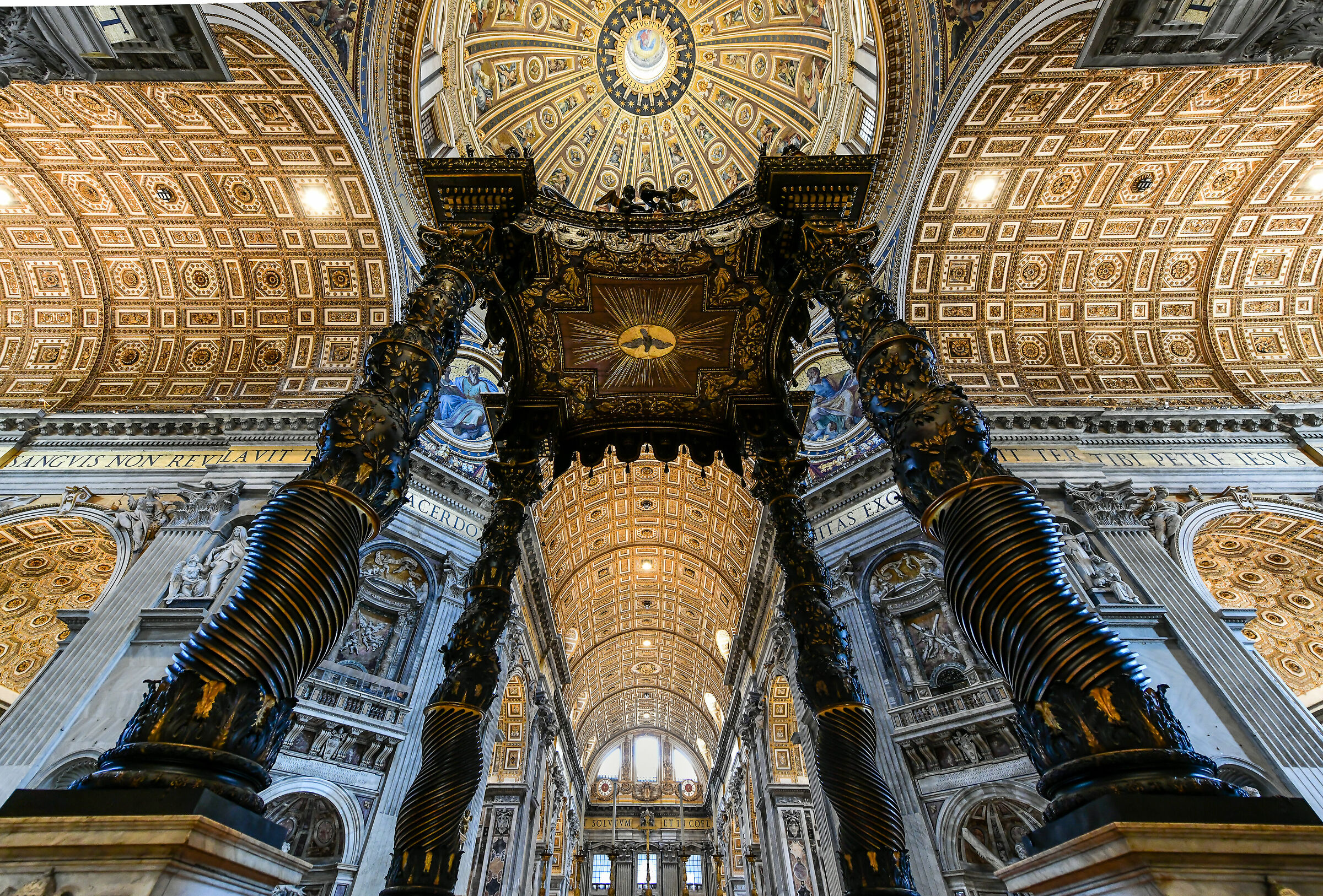Covid 19-Rome deserted, interior Basilica St. Peter