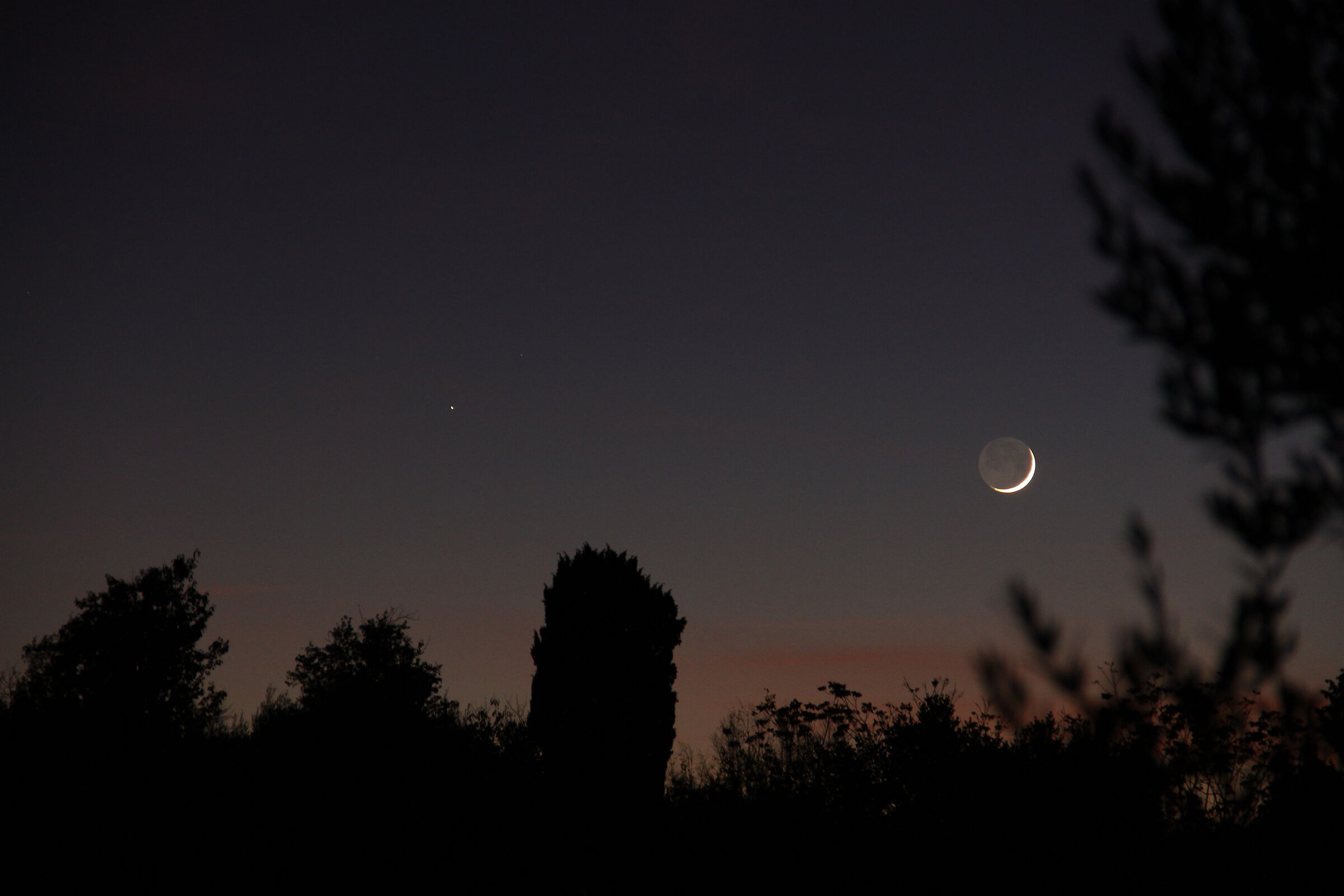 Luna cinerea e Saturno in Congiunzione