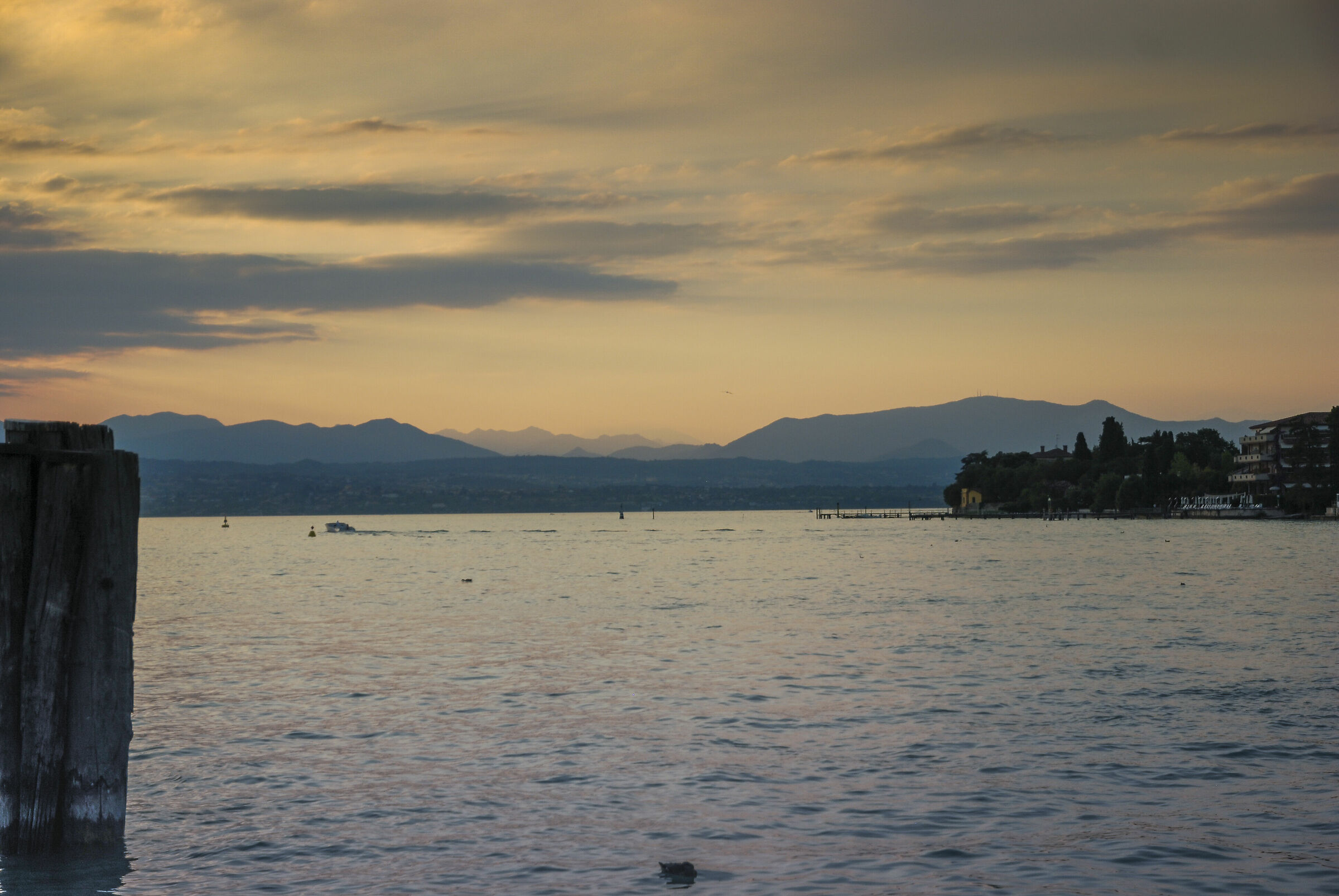 He climbed lake view at sunset