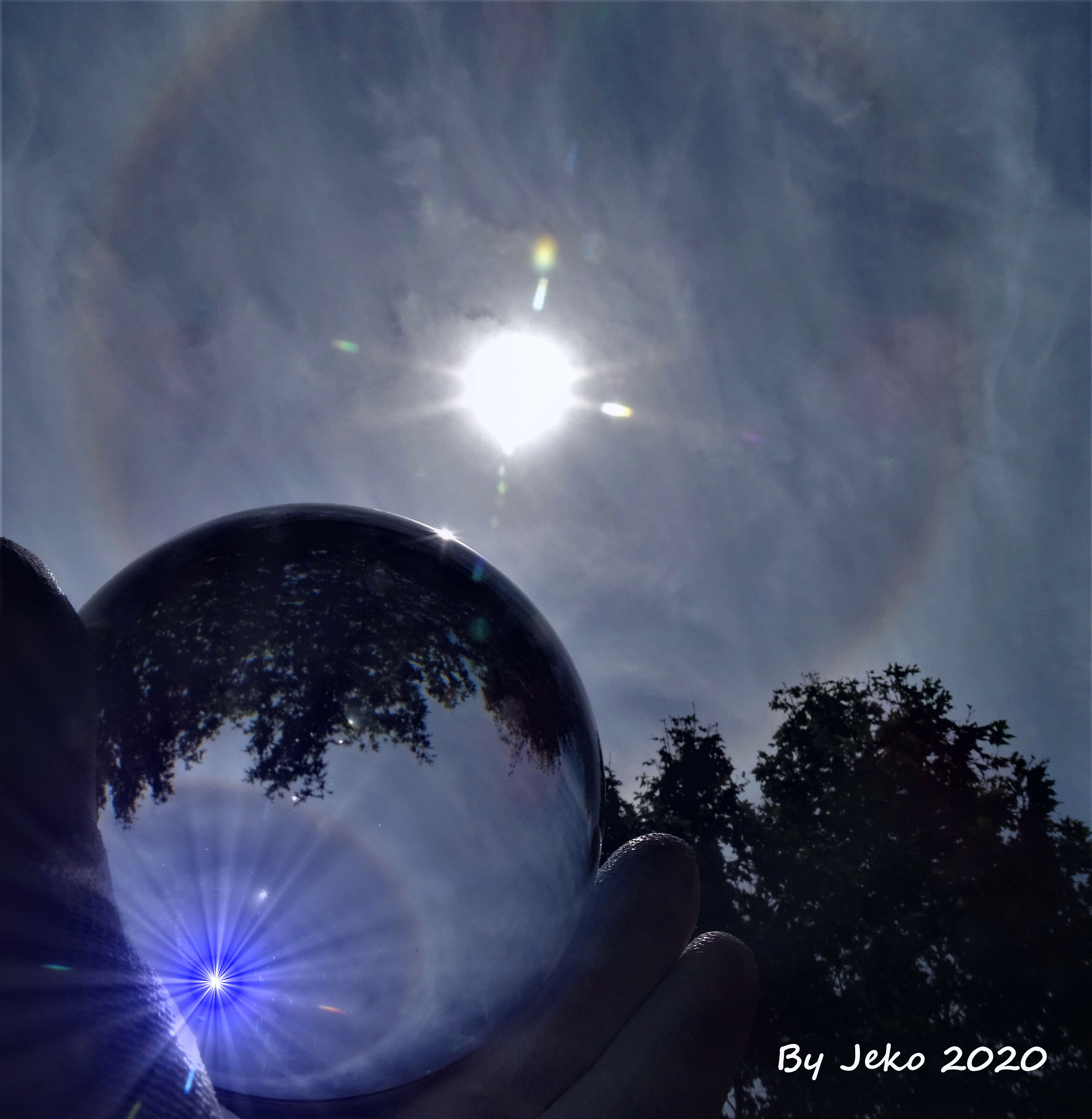 sun-alone around itself inside a crystal ball