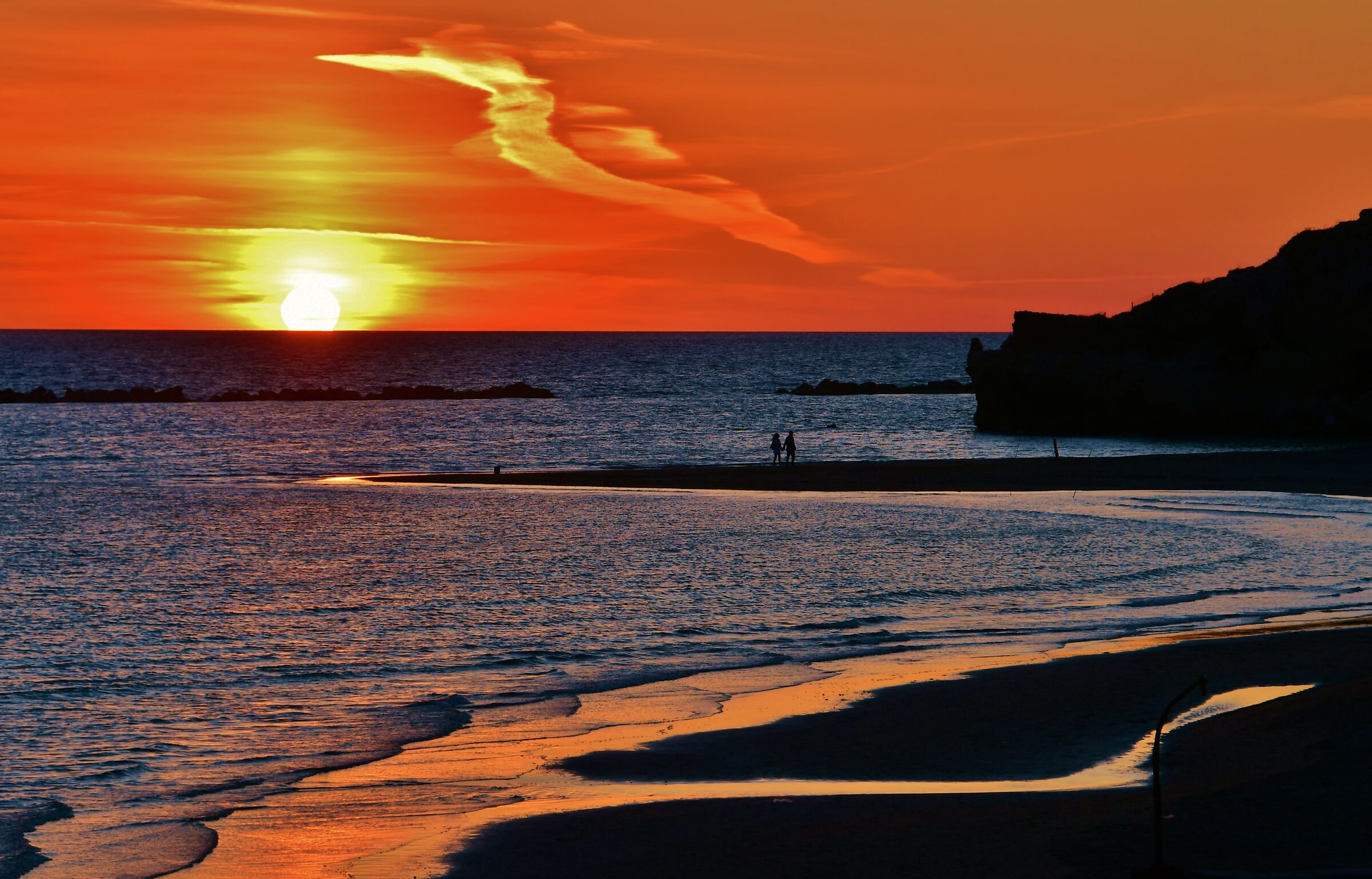 Hold hands at sunset