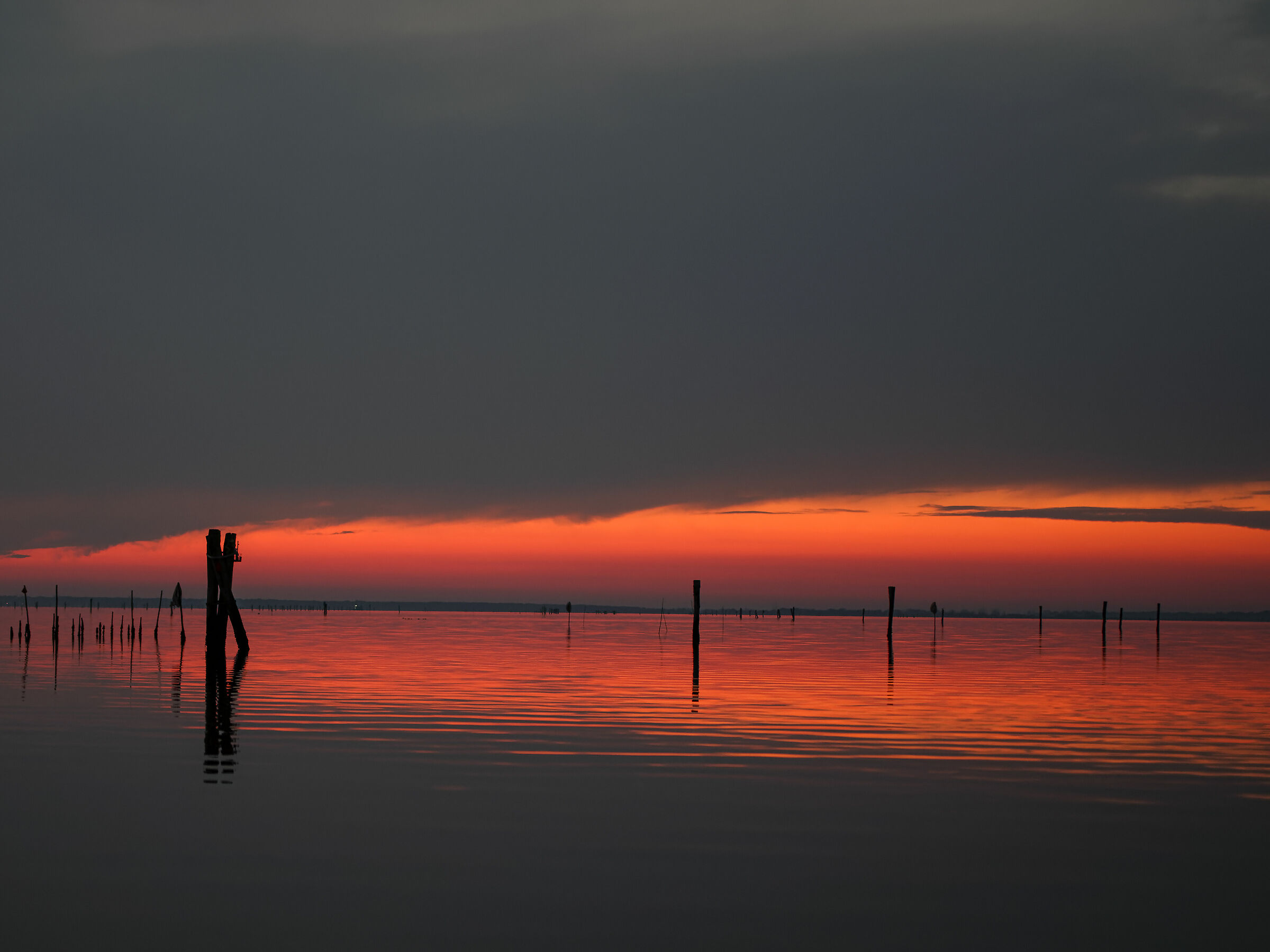 magico tramonto sul delta del Po