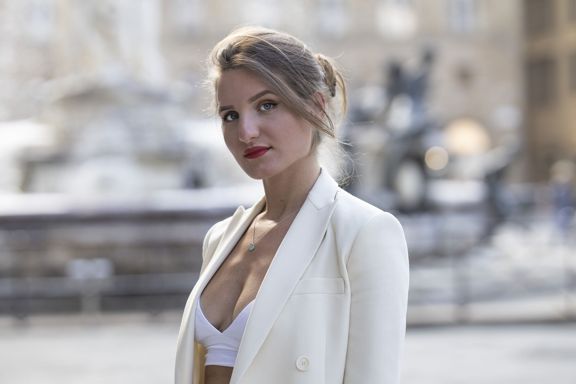 Con Justina in Piazza della Signoria