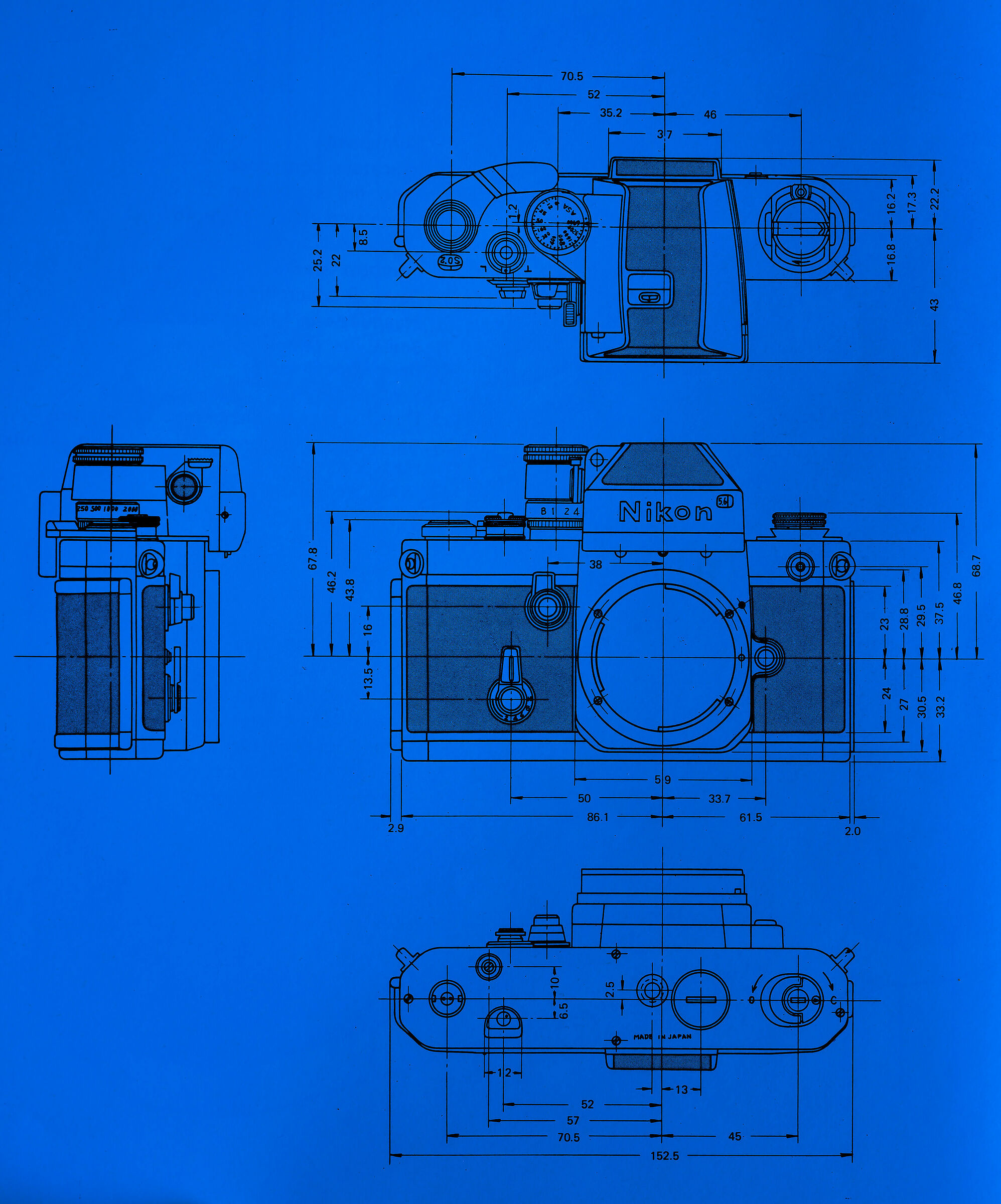 Drawings of the "F2" with pentaprisma Photomic