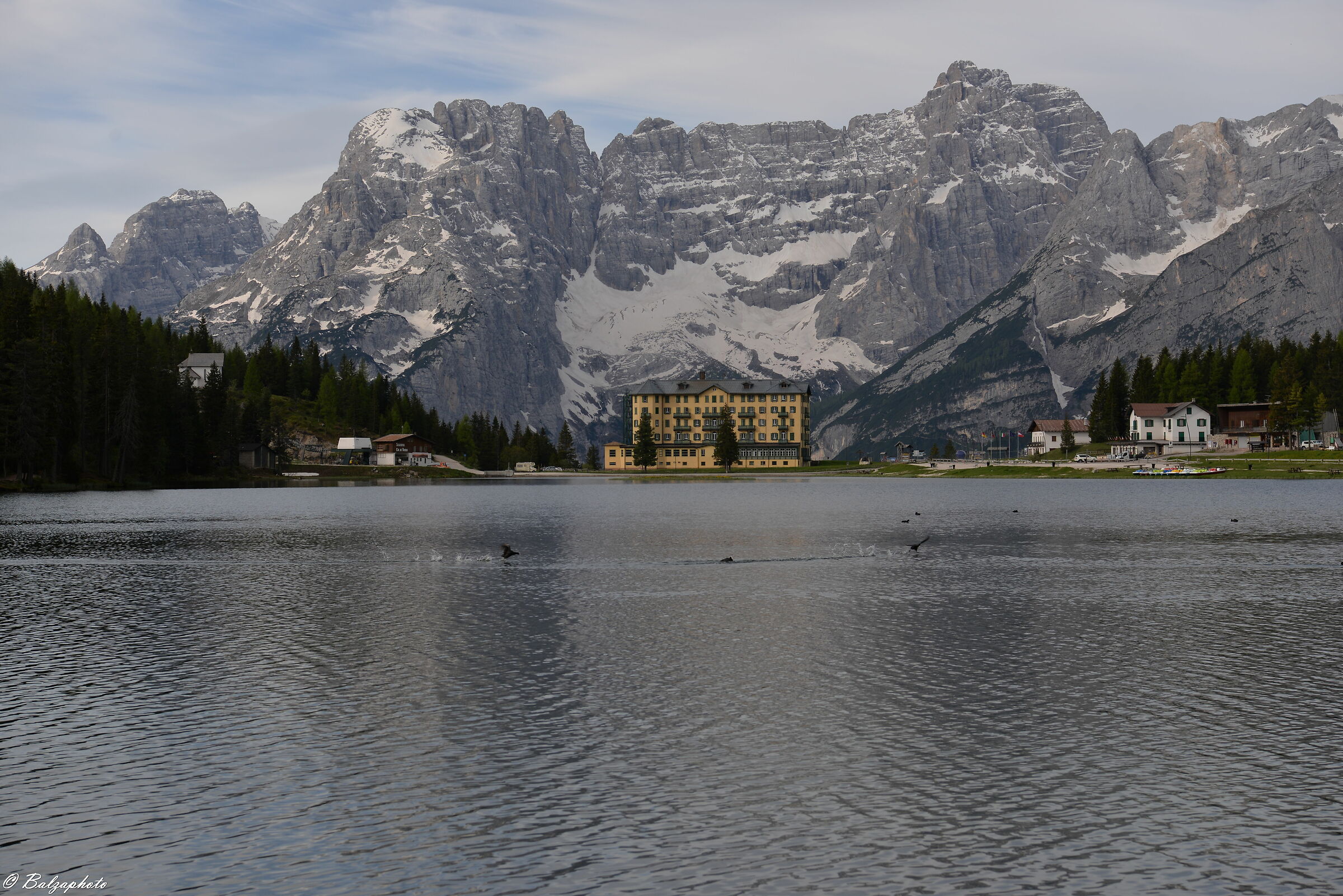 Lake Misurina with a view to Pius XII Institute