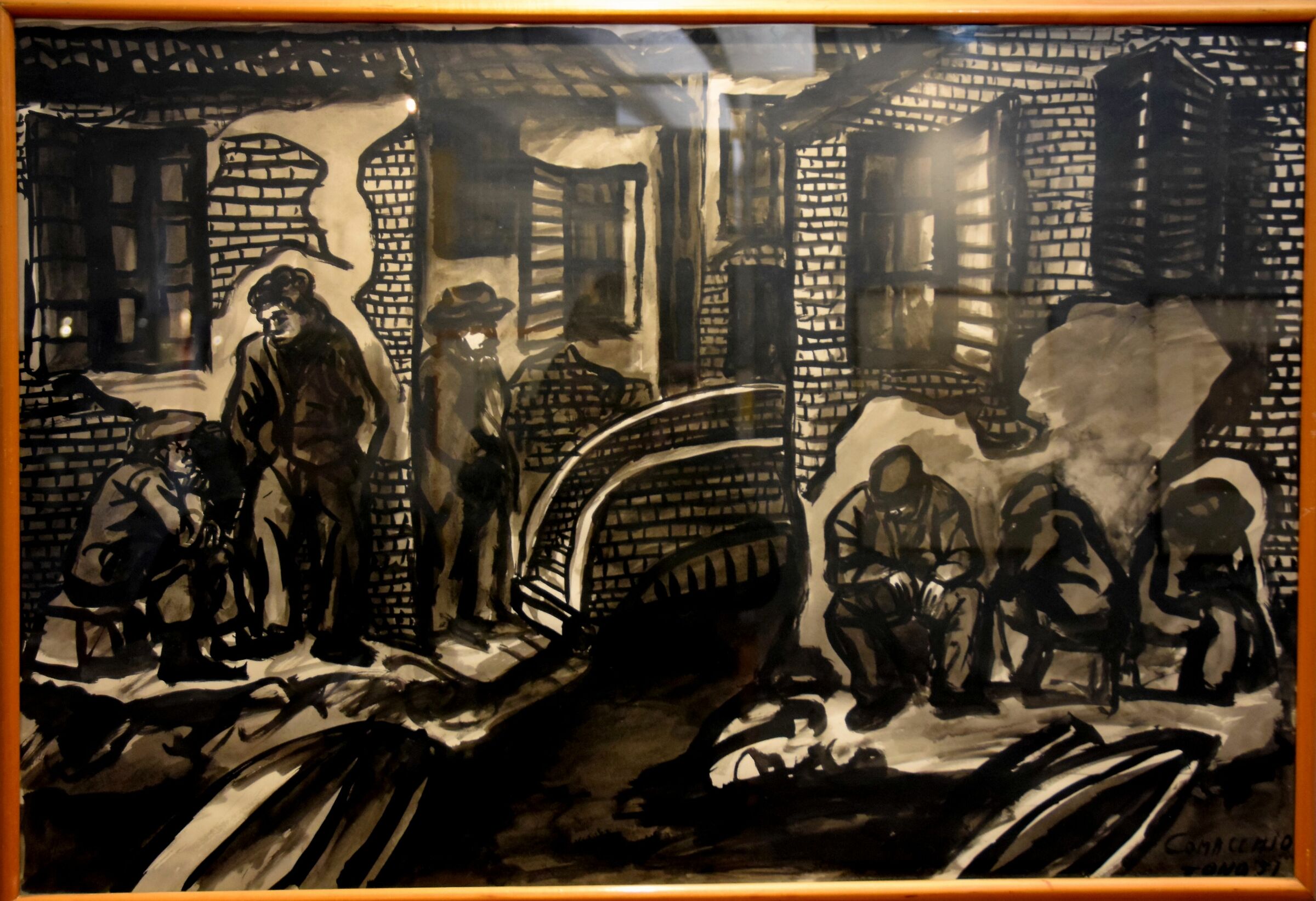 Tono Zancanaro "Comacchio 1951" - Tempera su tela