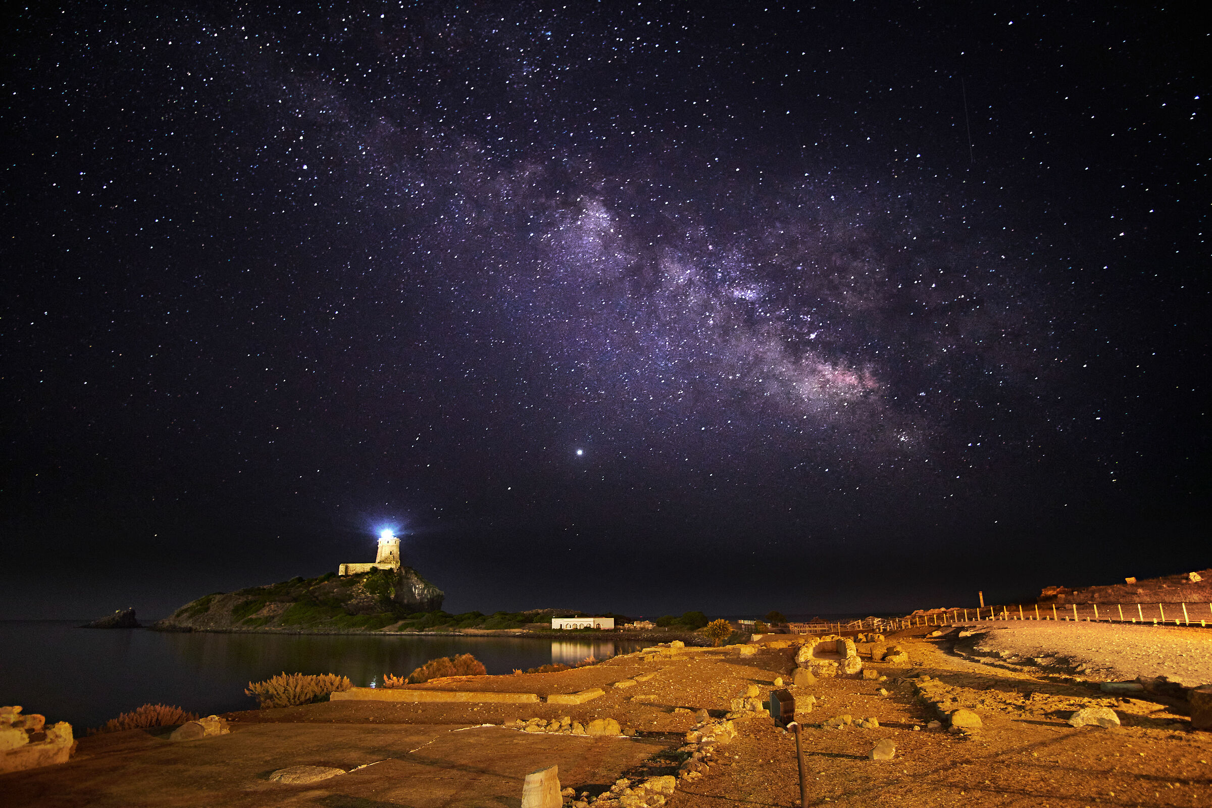 Milky Way on the ruins of Nora, South Sardinia.