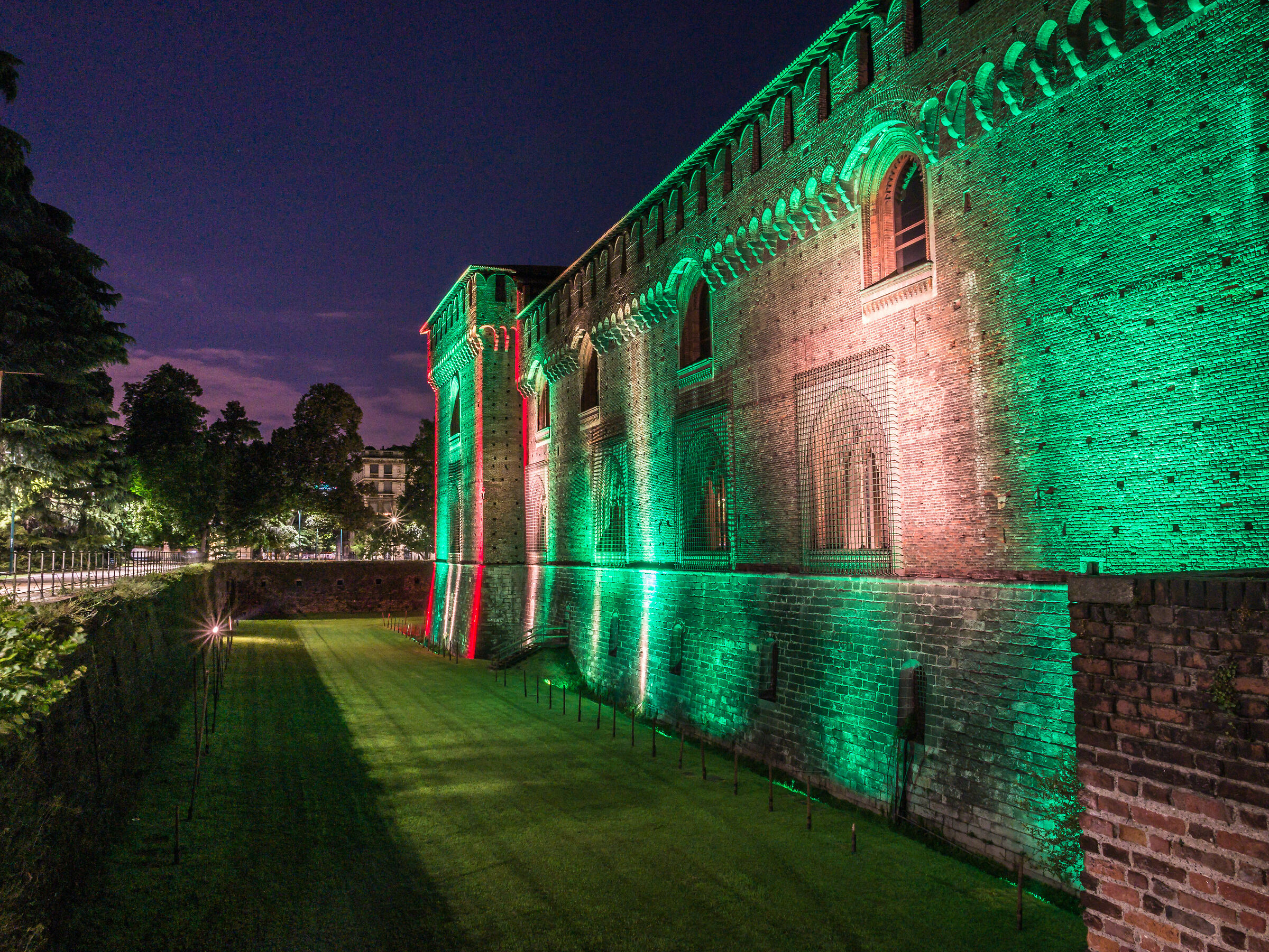 Tricolor on the castle Sforzesco - Milan