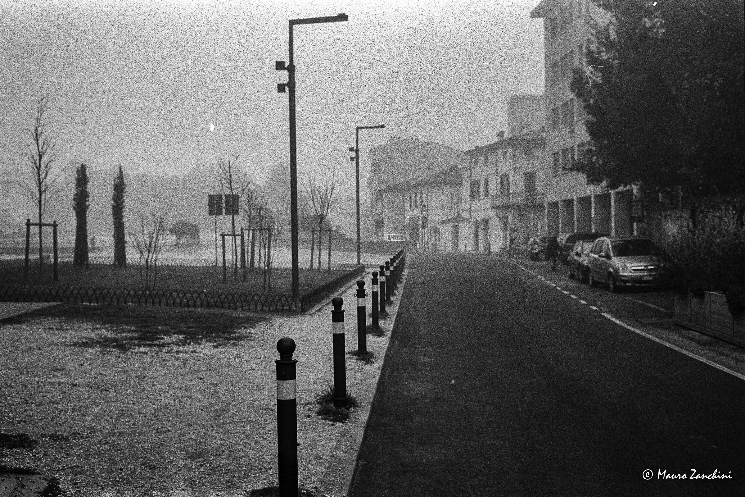 Scorcio di Forlì con la nebbia
